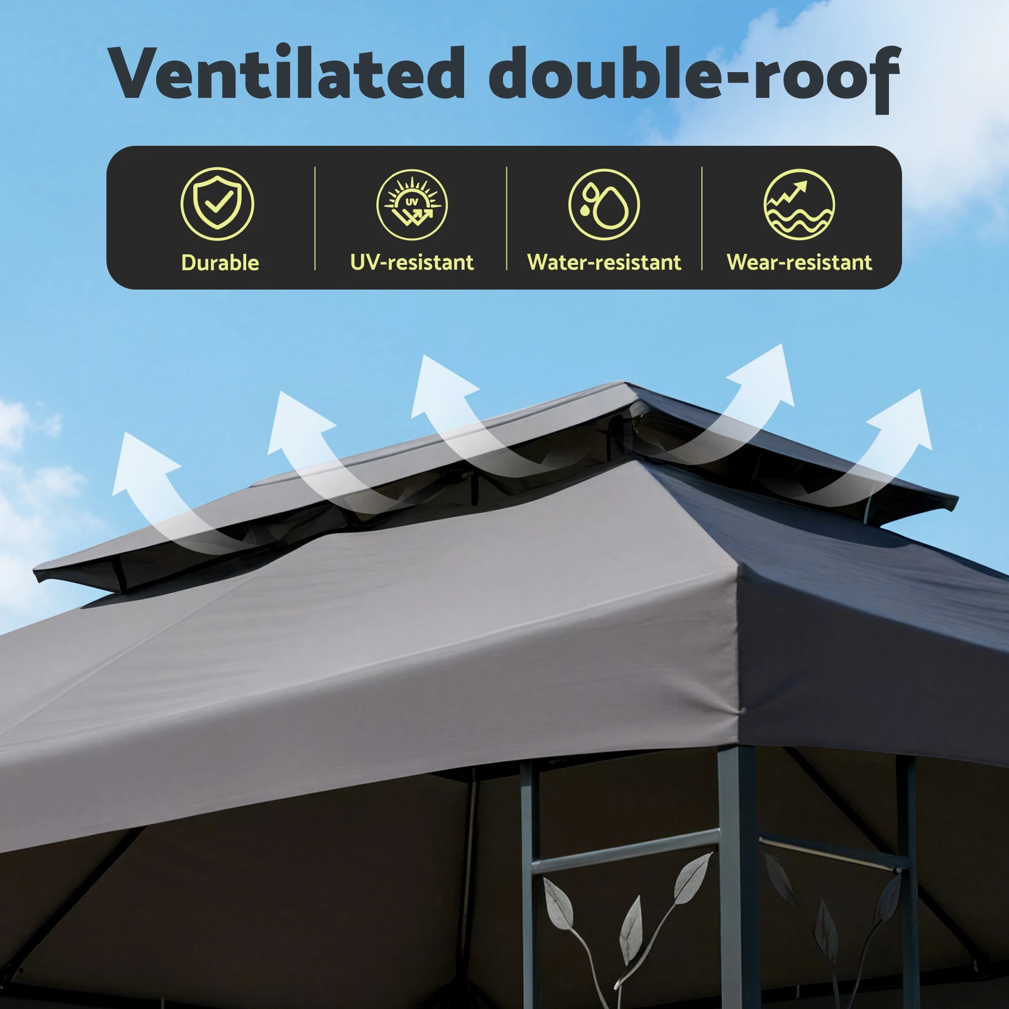 5 Instahut Gazebo 4x3m Marquee Outdoor Wedding Party Event Tent Home Iron Art Shade - Grey, 5 of 6