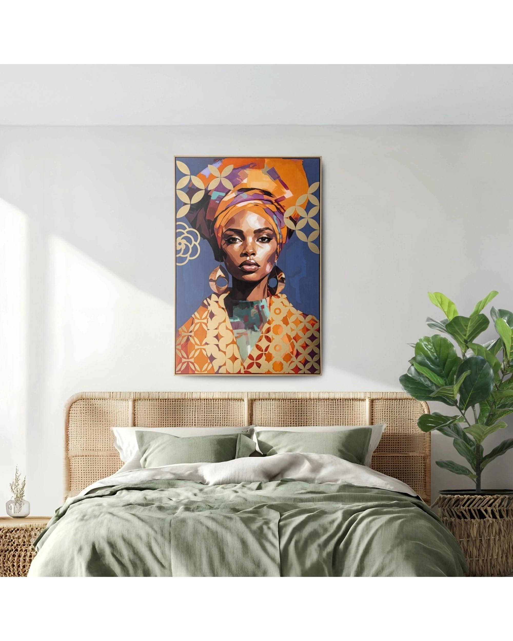 5 Urban Style Brushmarks Gold Foiled Canvas Artwork Print Woman 825x1225mm - Blue, 5 of 7