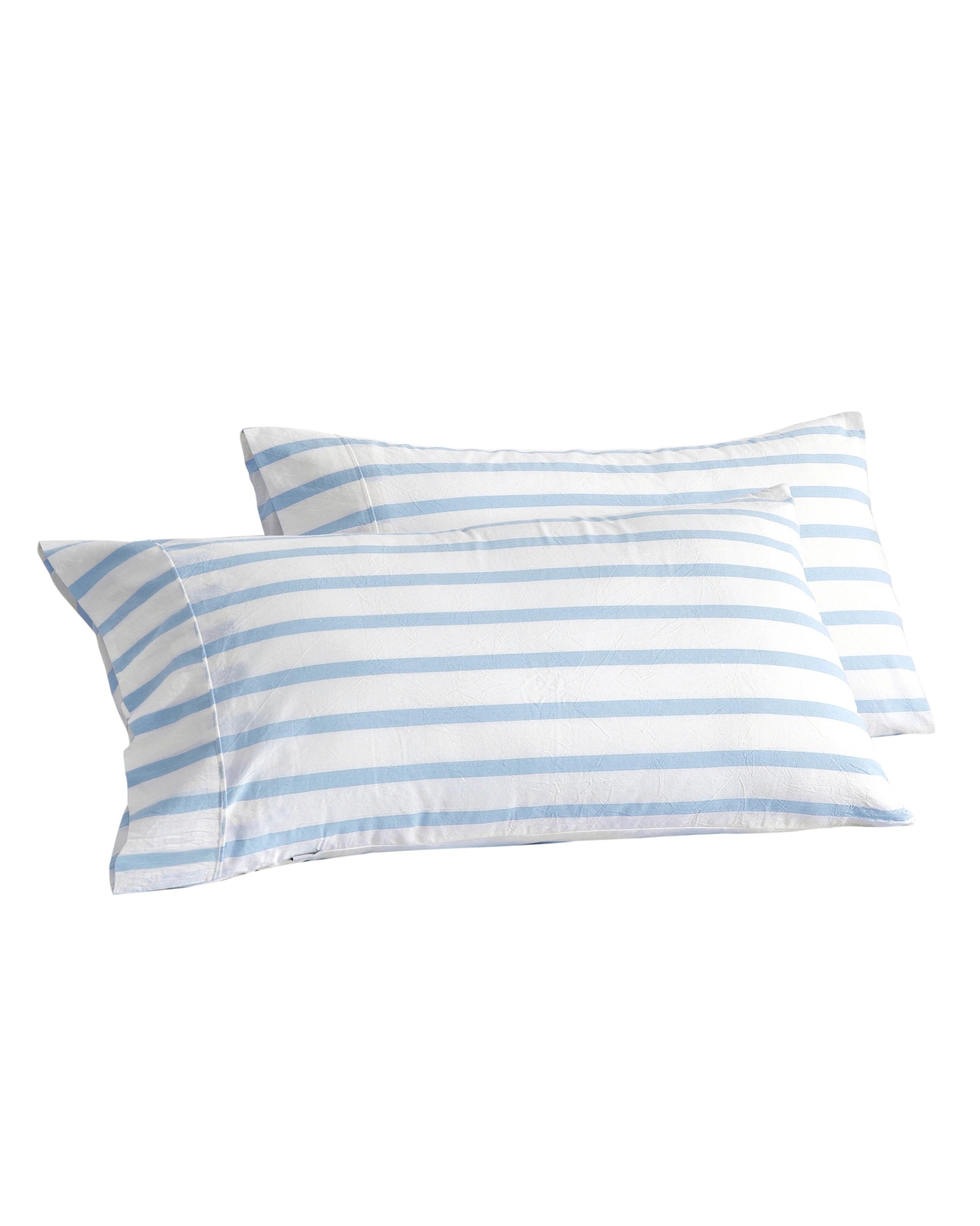 6 Dreamaker Twin Pack Bask Yarn Dyed Washed Cotton Striped King Pillowcase - Sky, 6 of 6