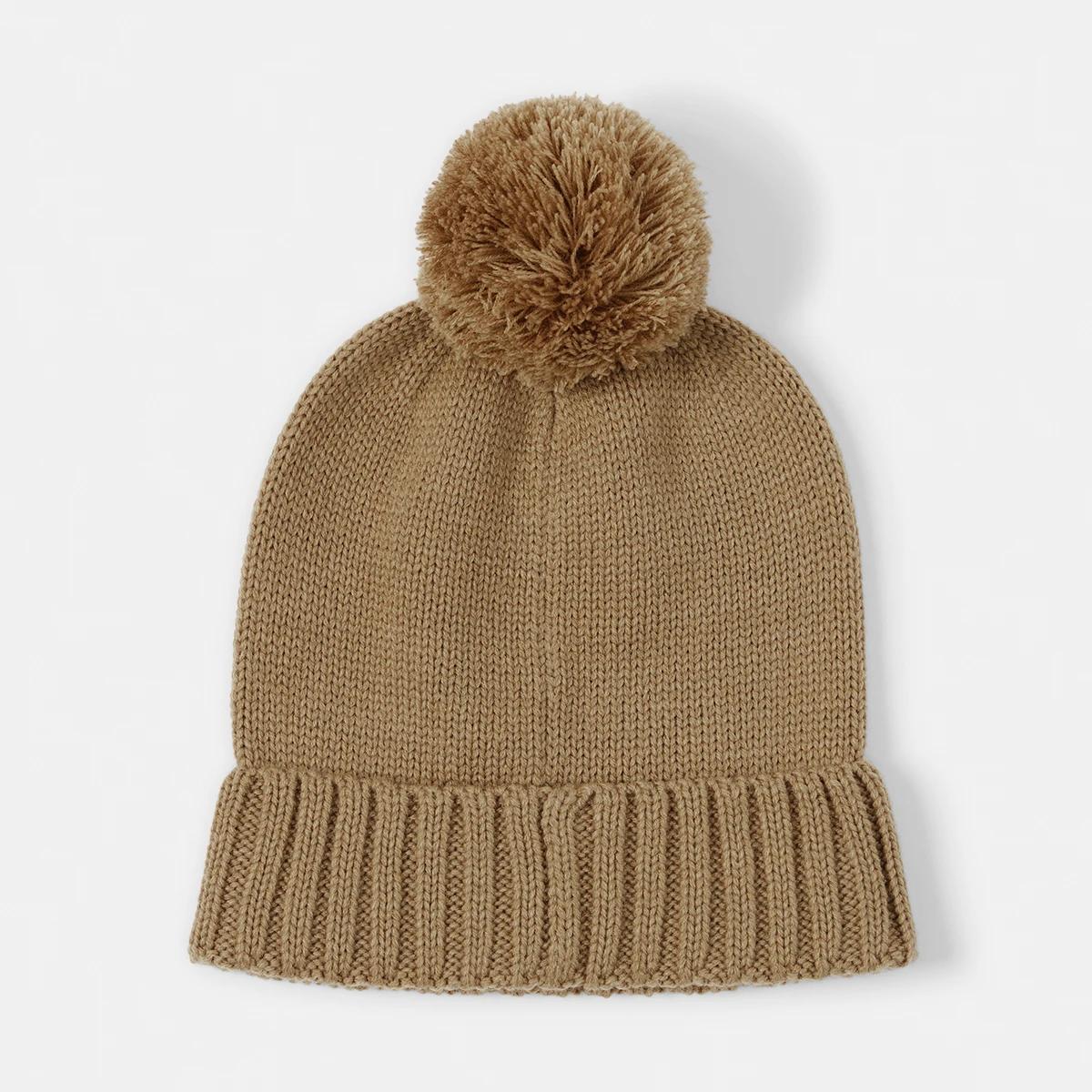2 Basic Pom Pom Beanie Sandstone, 2 of 6