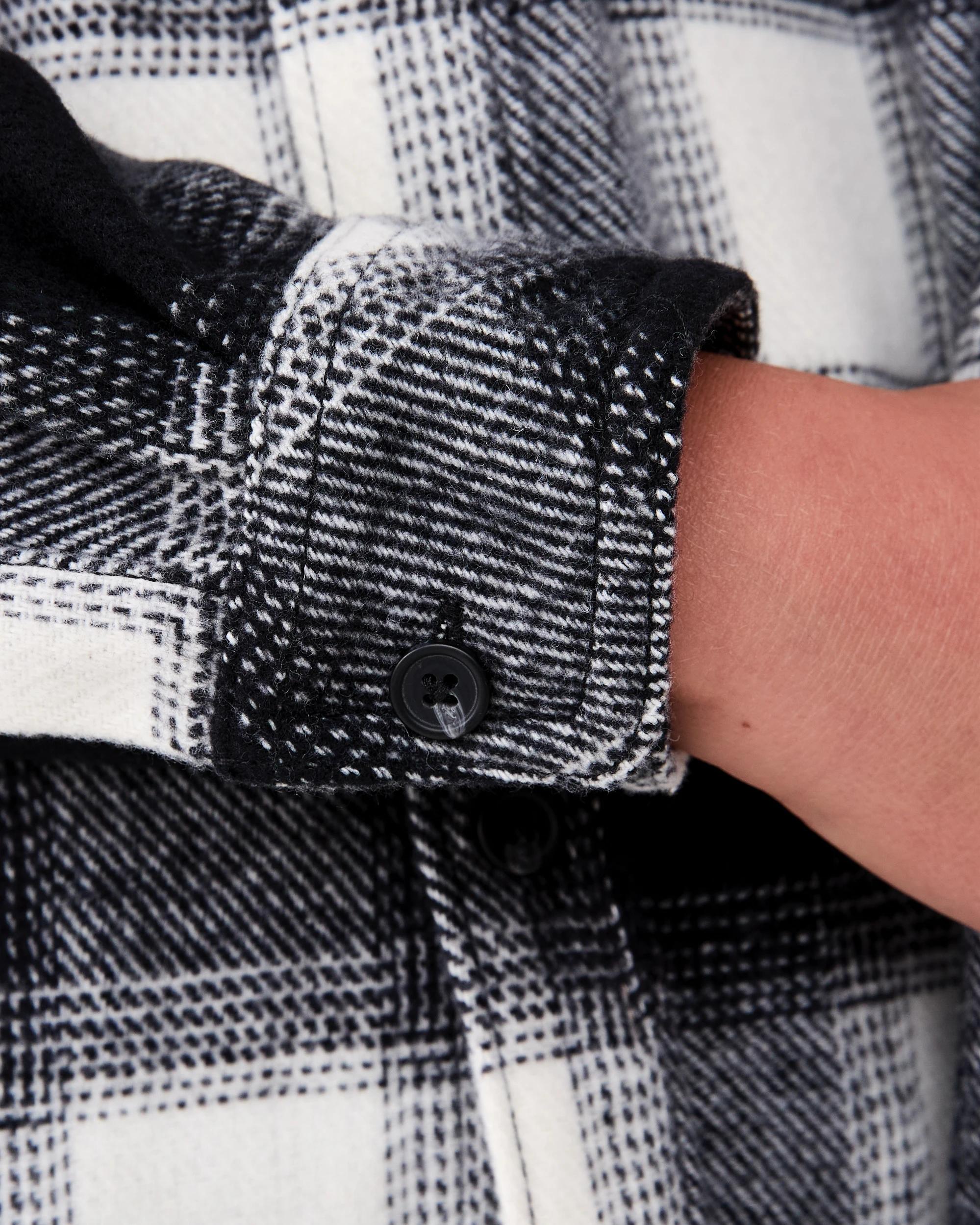 7 Long Sleeve Hooded Check Shirt Snw White, 7 of 8