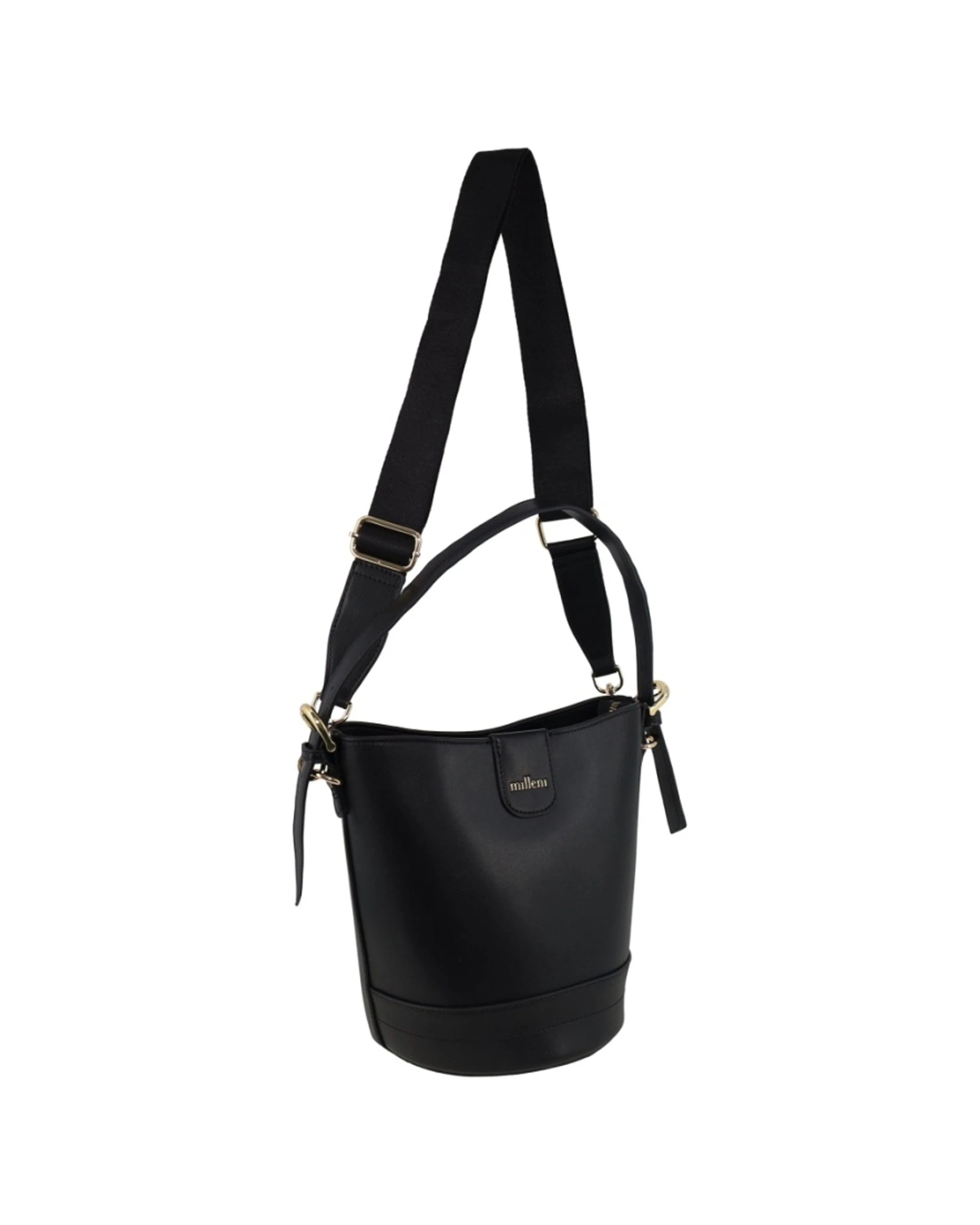1 Milleni Women's Handbag Vegan Leather Lightweight Bucket Crossbody Bag - Black, 1 of 6