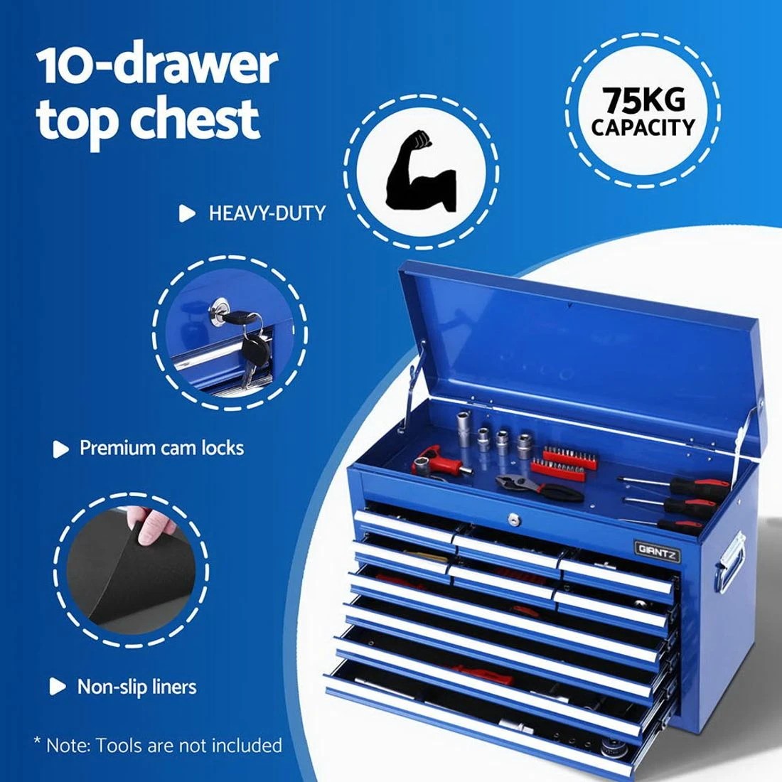1 Giantz 15 Drawers Tool Chest Trolley Toolbox 2-in-1 Storage - Blue, 1 of 5