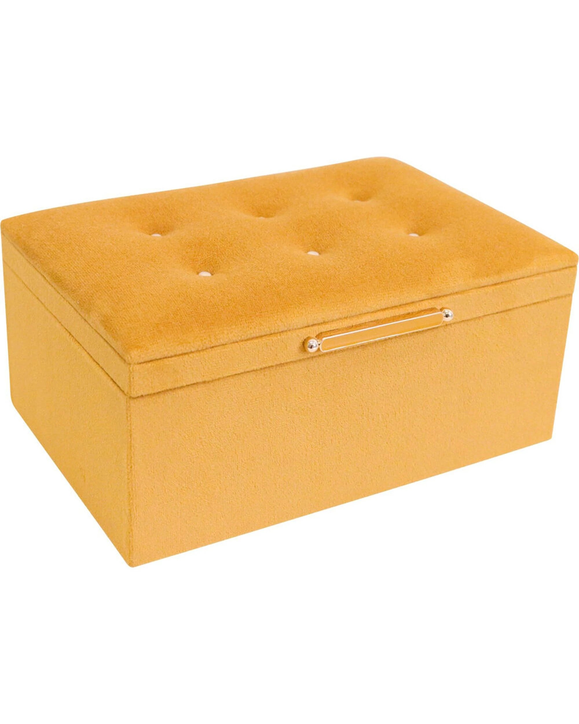 2 LVD Velvet Jewellery Storage Box Organiser 18.5x13cm Mustard - Yellow, 2 of 2