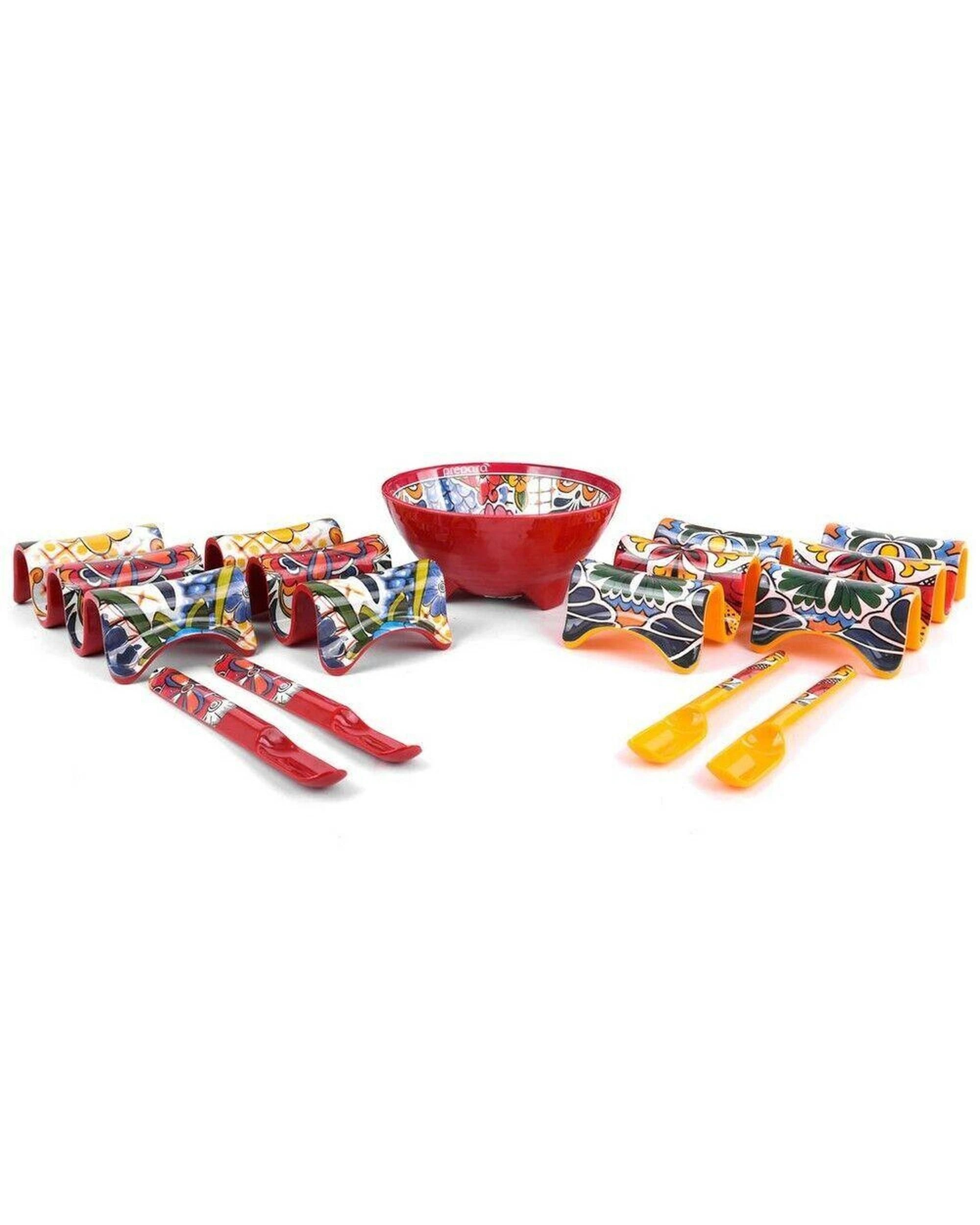 6 Prepara 9pc Melamine Taco Gift Box  Bowl Holder Spoon, 6 of 6