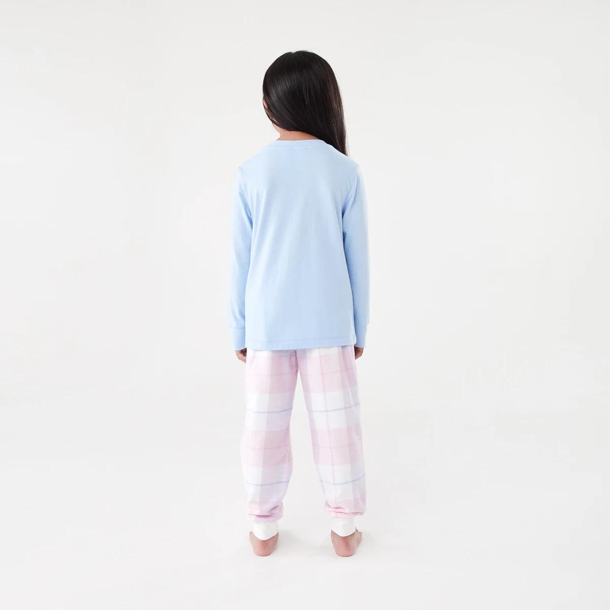 2 Knit Flannelette Pyjama Set Blu Slogan, 2 of 9