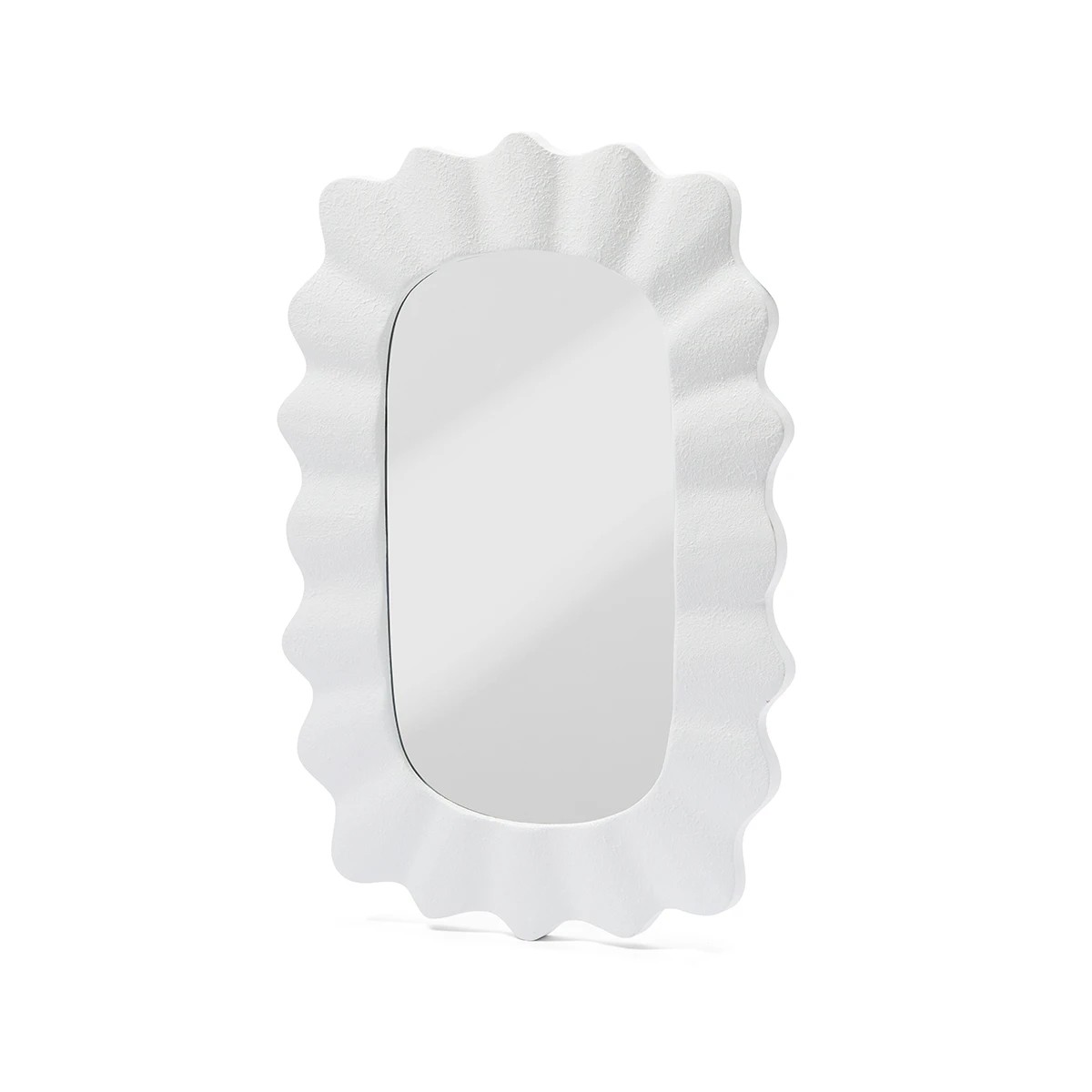 1 Textured Wave Mirror - White, 1 of 8