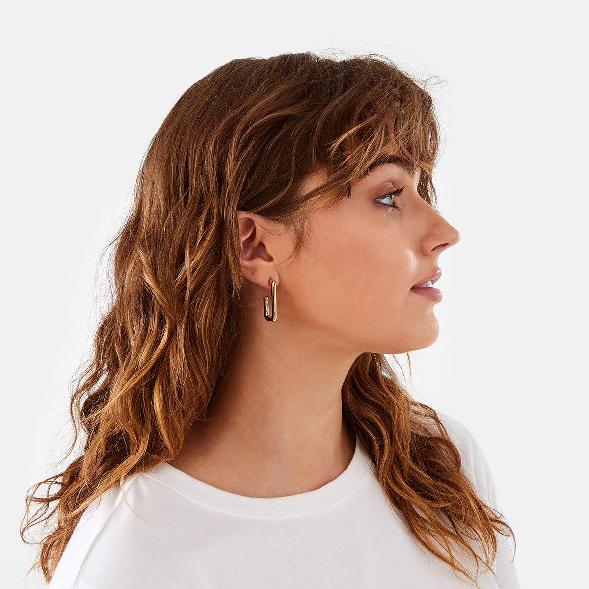 4 3 Pack Square Hoop Earrings - Gold Tone Gold, 4 of 5