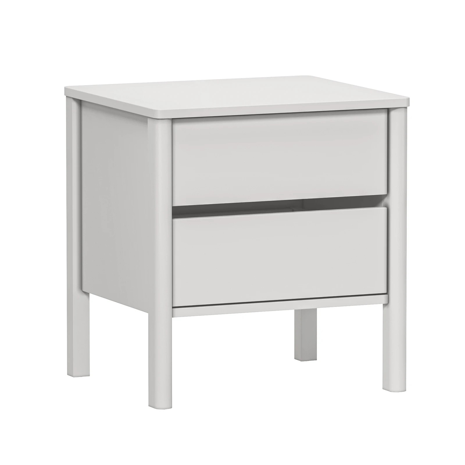 1 Oikiture Bedside Table 2 Drawers Side Table Nightstand Handle-free - White, 1 of 10