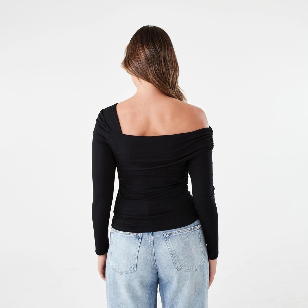 4 Long Sleeve Ruched Top BLACK, 4 of 7