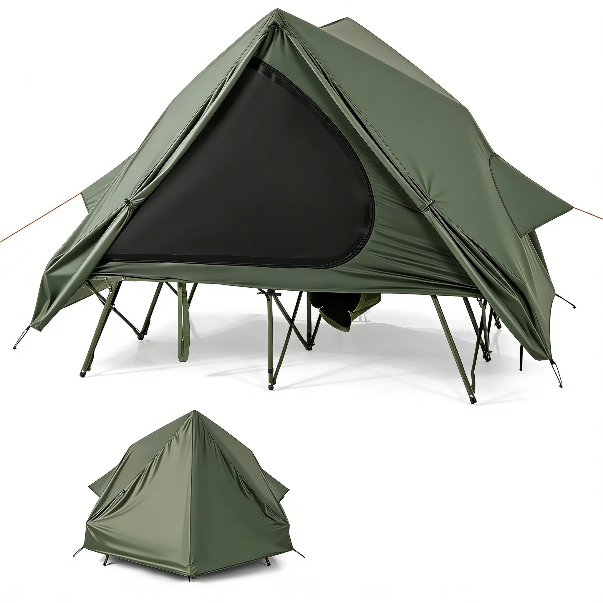 1 Costway 2-Person Triangle Camping Bed Stretcher Portable Hiking Tent Outdoor Picnic Fishing, 1 of 3