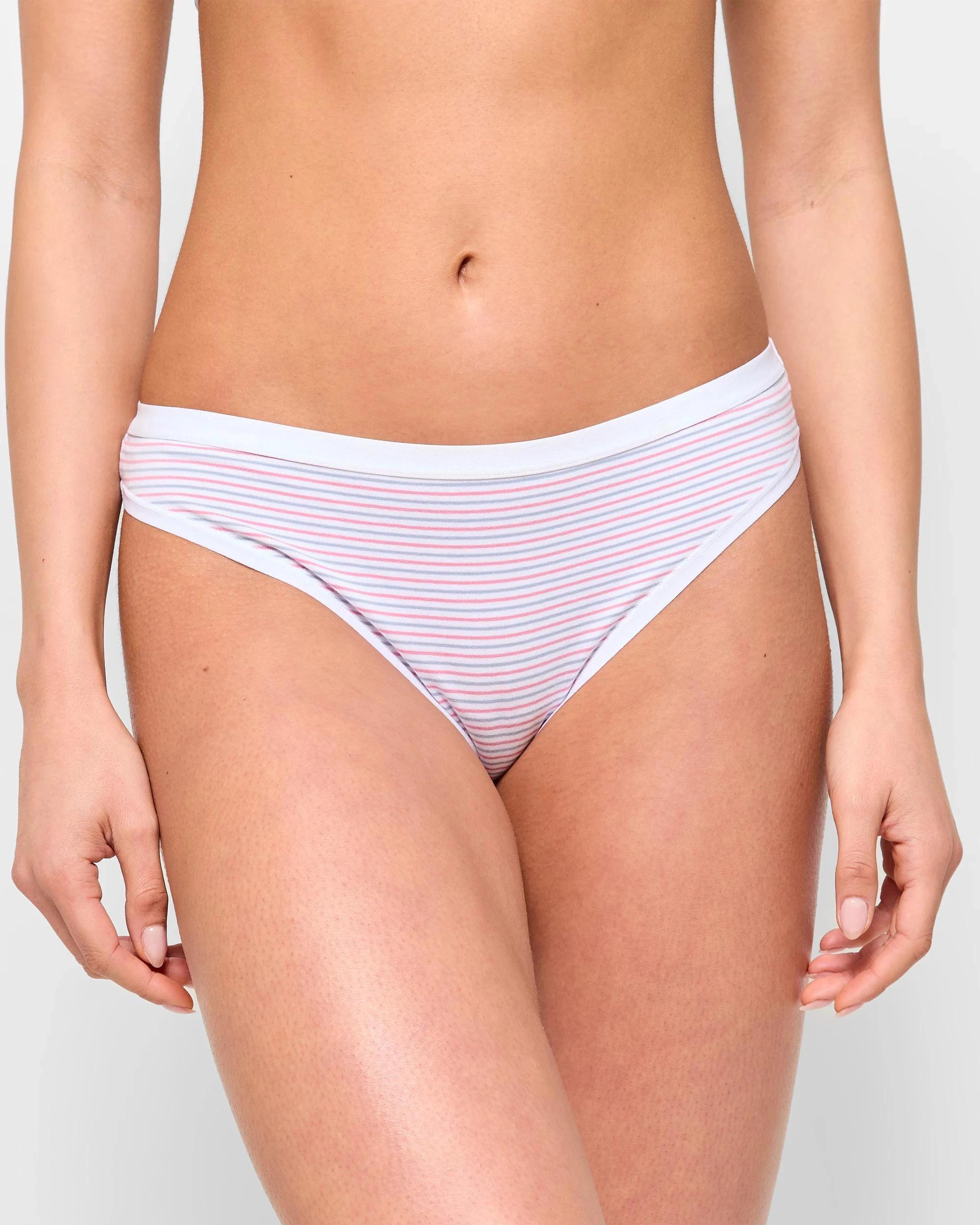 2 Lily Loves Australian Cotton 3 Pack G-String Briefs DOVE/CAMEO PINK/STRIPE, 2 of 3