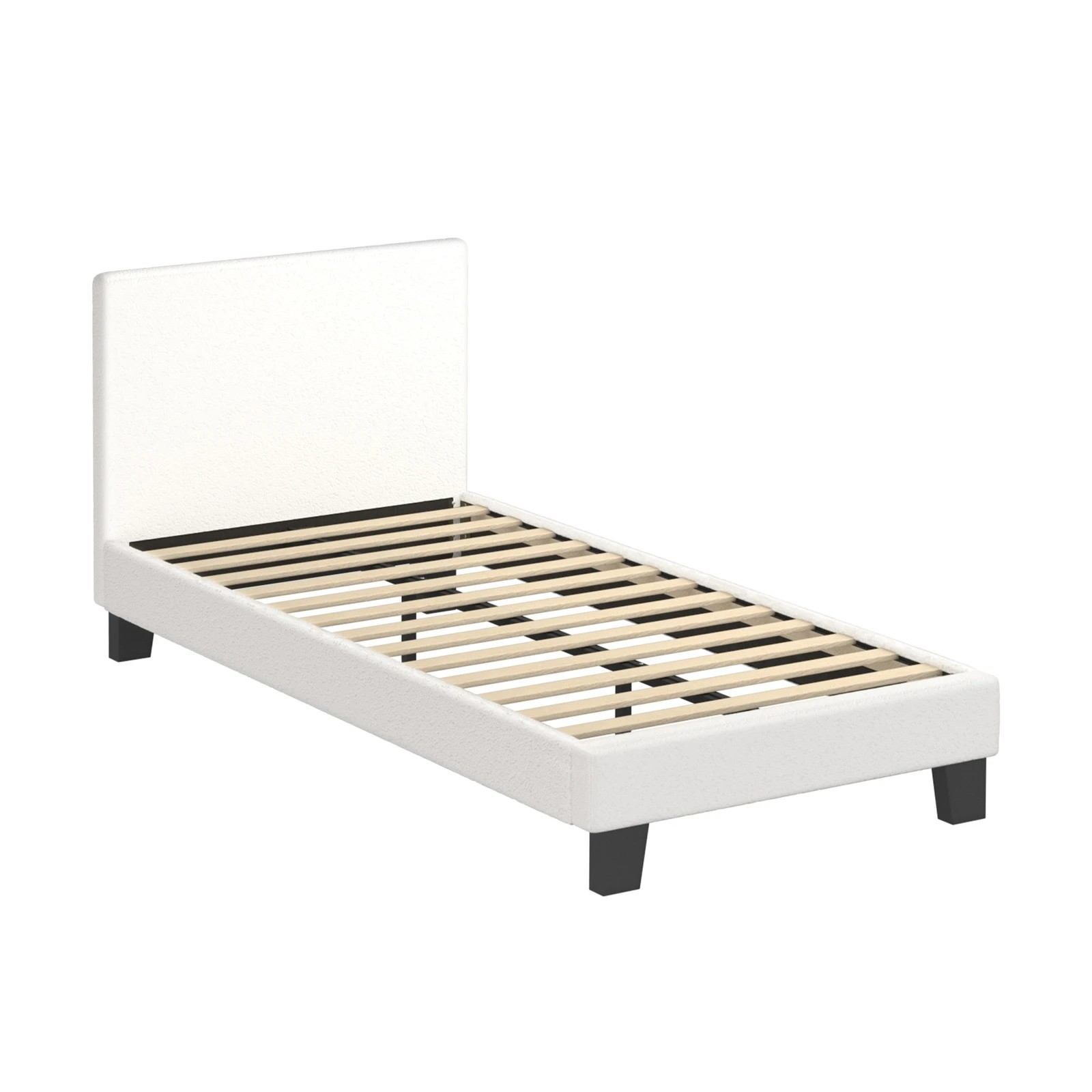 9 Oikiture Bed Frame King Single Size Boucle - White, 9 of 10
