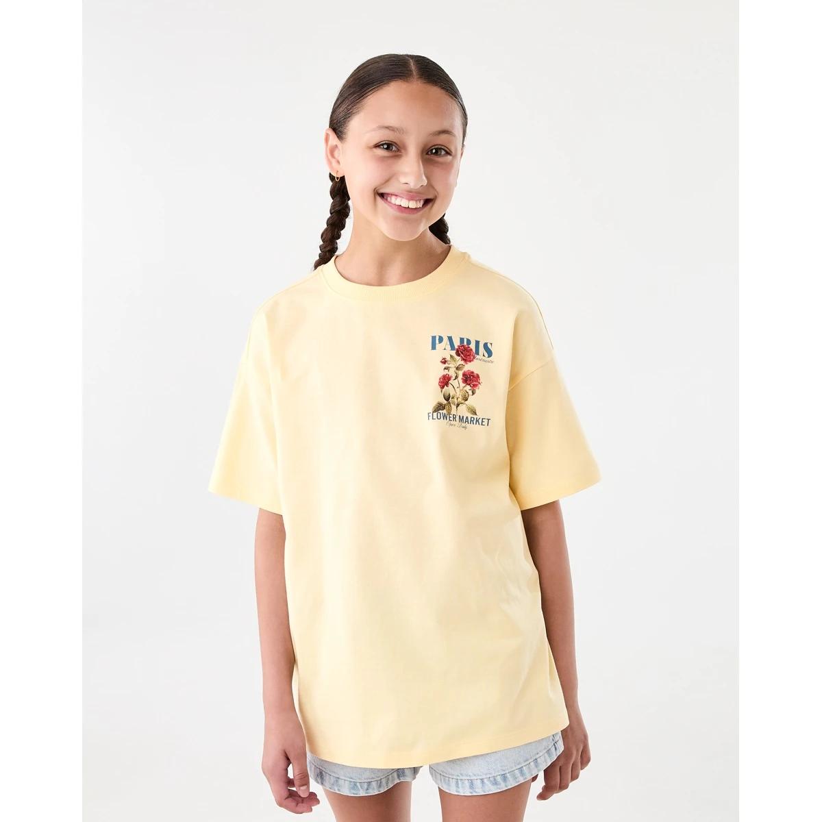 1 Oversized T-shirt Ylw Flower, 1 of 8