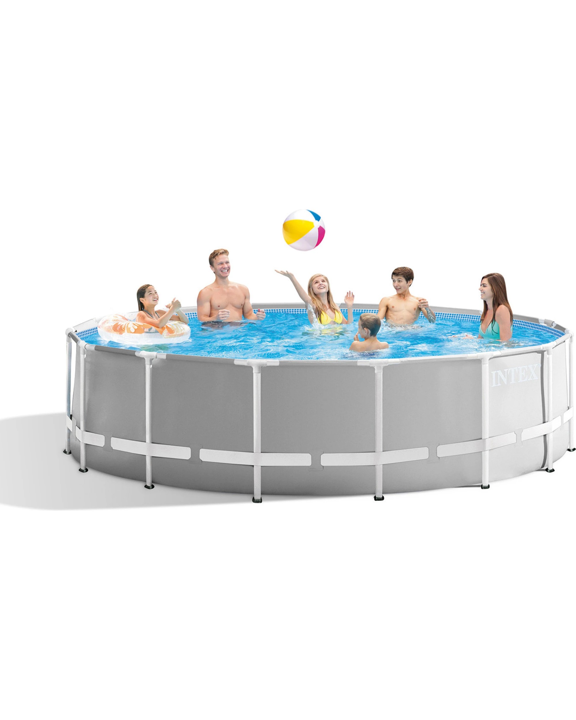 2 Intex 26726NP Prism Frame Swimming Pool 4.57m x 1.22m with Pump - Grey, 2 of 7