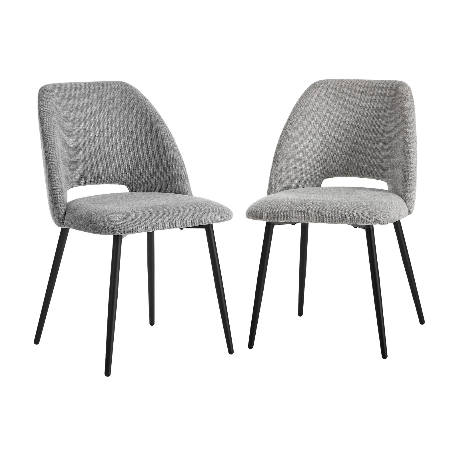 1 Oikiture 2x Dining Chair Accent Chairs Linen Fabric - Grey, 1 of 9