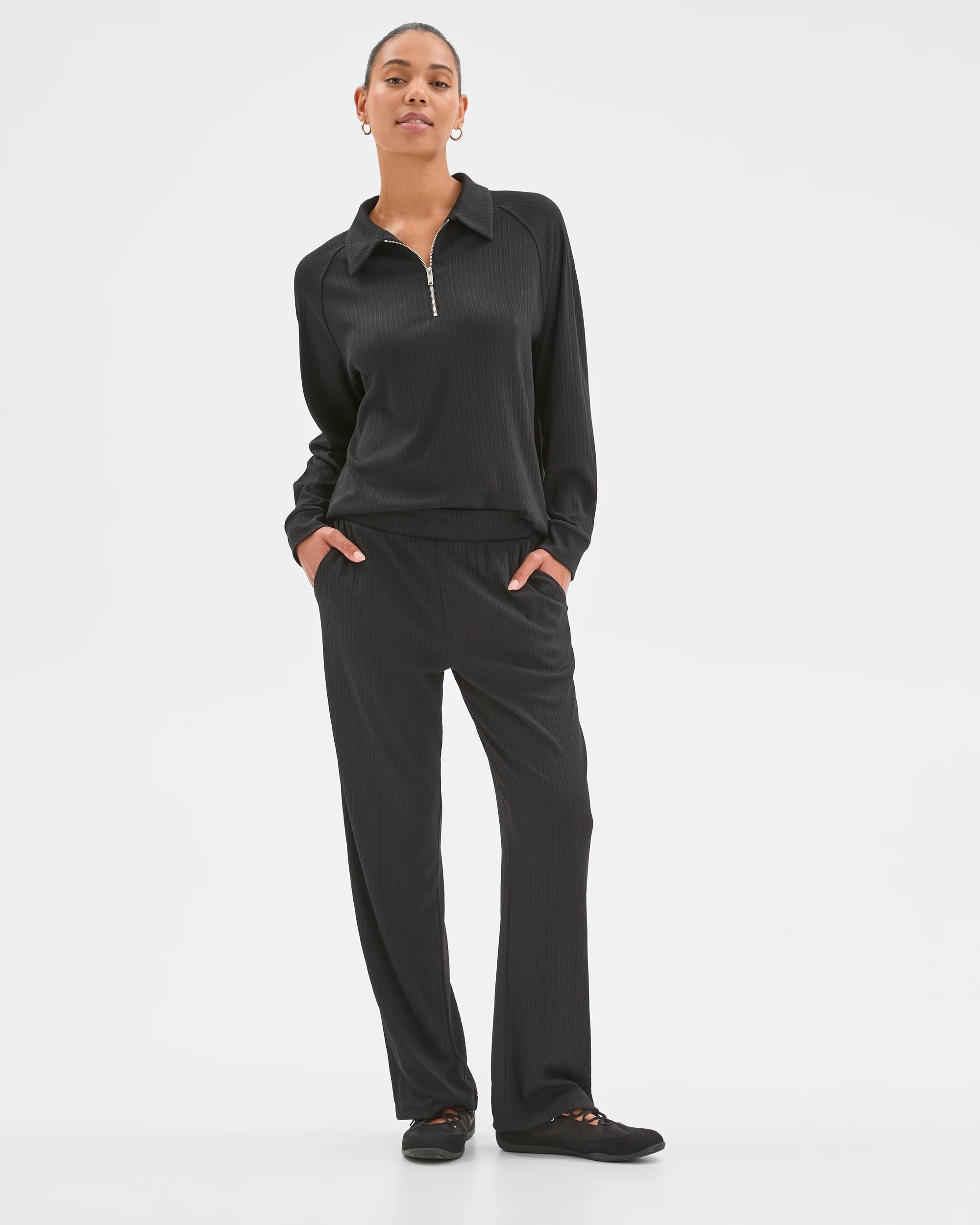 2 Target Active Wide Leg Plisse Pants BLACK, 2 of 6