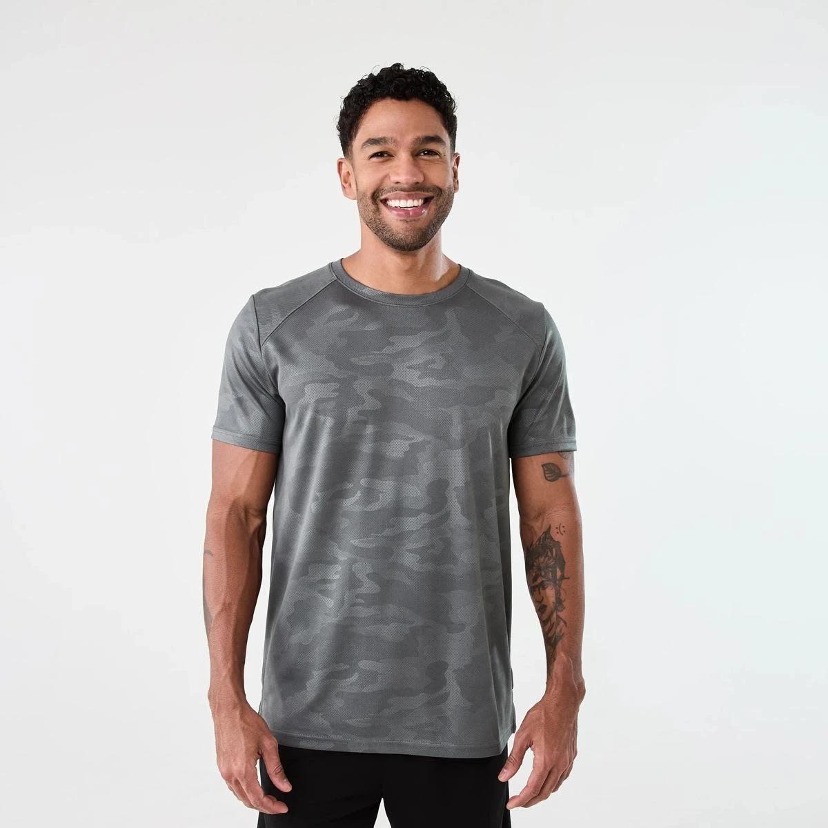 1 Active Mens Printed T-shirt EMBOSSED CAMO QUIET SHADE, 1 of 6