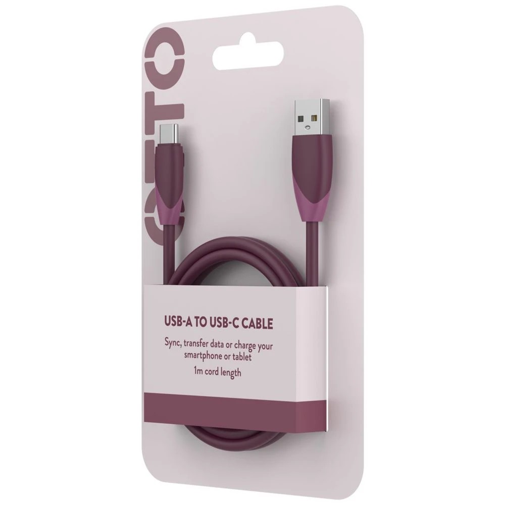 5 Otto USB-A to USB-C Cable 1m Burgundy, 5 of 5