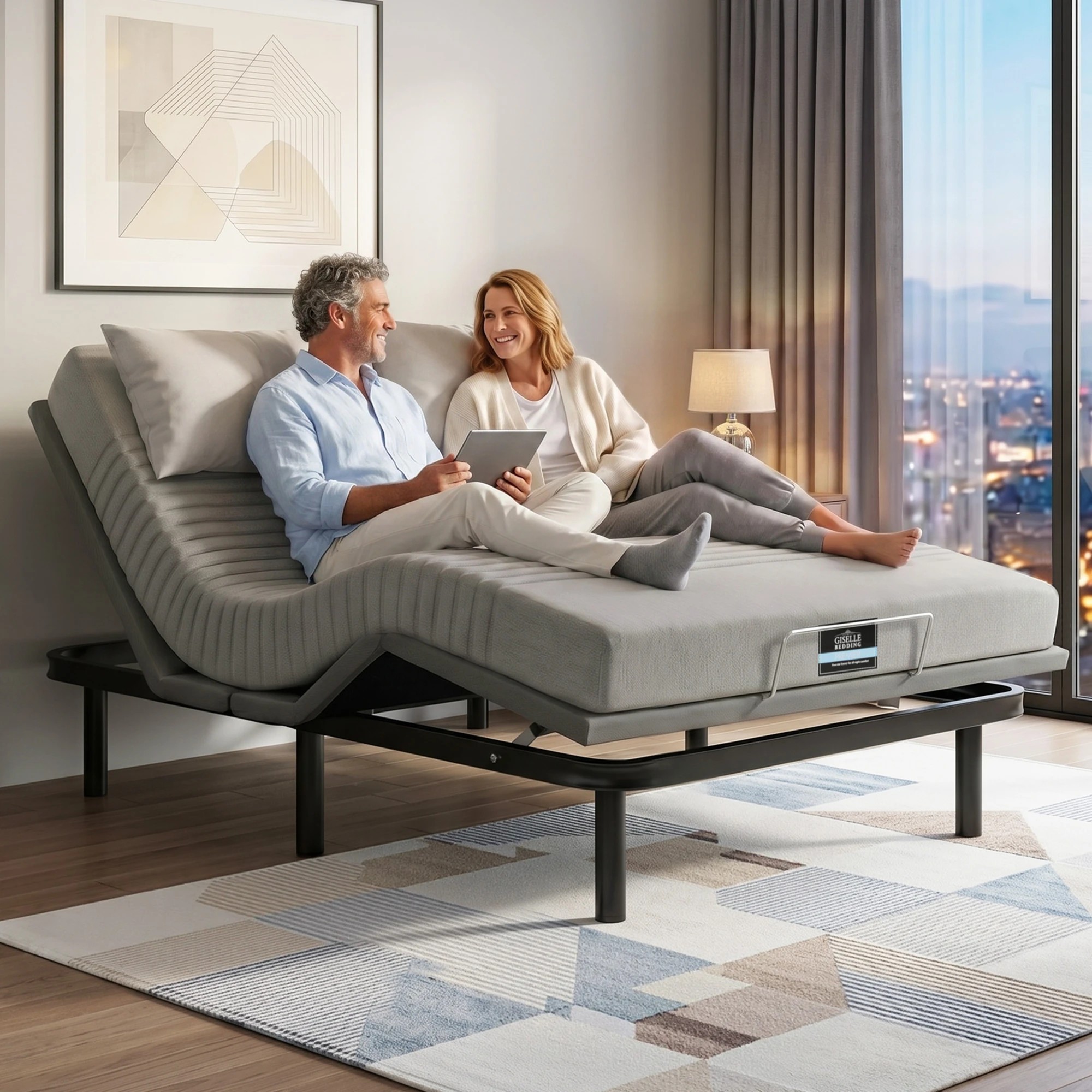 10 Artiss Double Electric Adjustable Beds and Giselle Memory Foam Mattress Bundle - Multi, 10 of 10