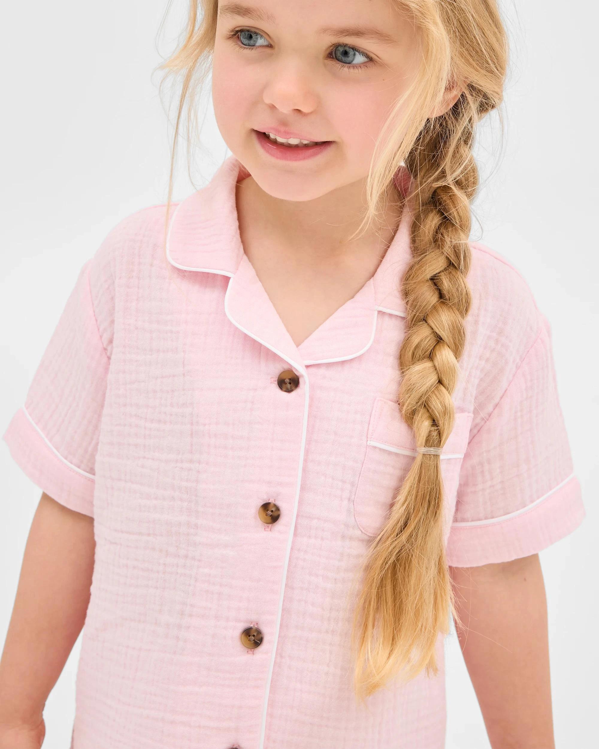 3 Target Kids Australian Cotton Younger Girls Double Cloth Pyjama Set LT PINK, 3 of 8