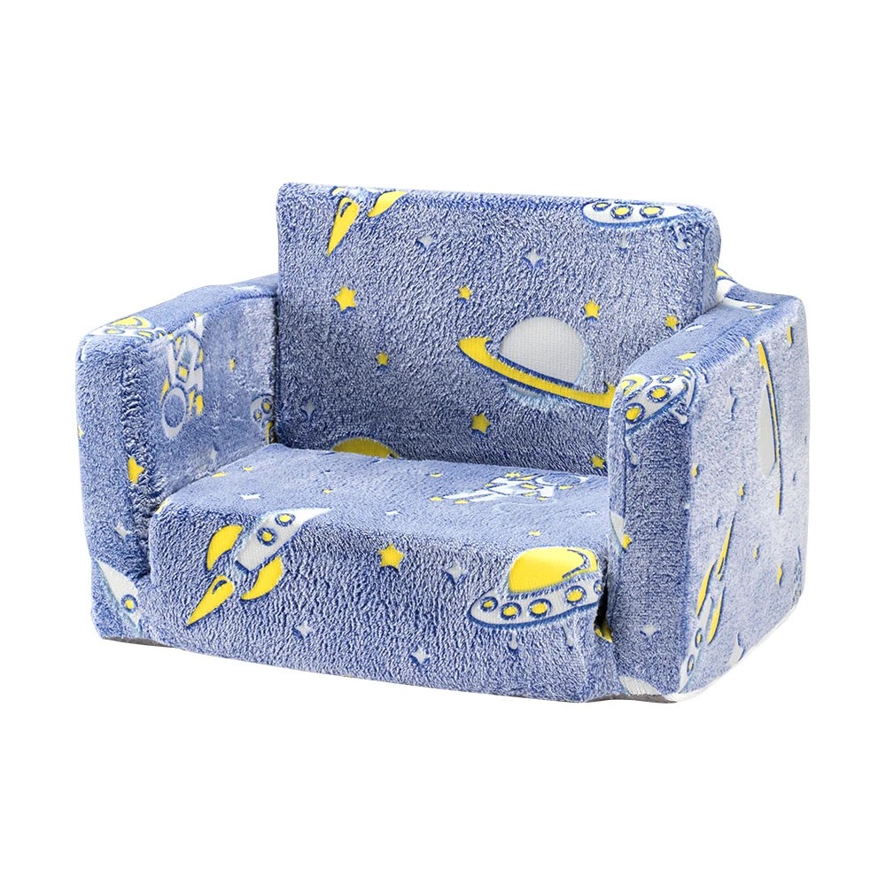 1 Playpals 2-in-1 Kids Sofa Convertible Couch Fold Out Toddler Sofa - Blue, 1 of 3