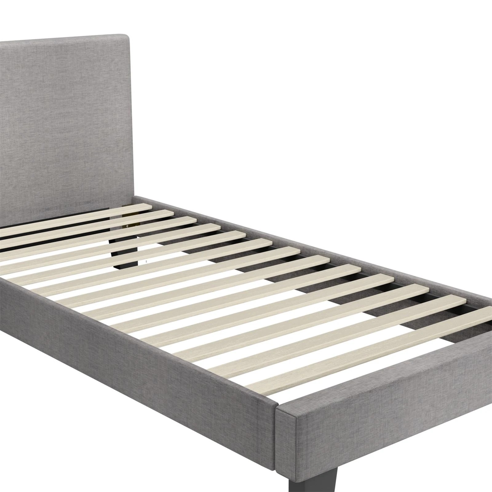 9 Oikiture Bed Frame Single Size Wooden Slats Fabric - Grey, 9 of 10