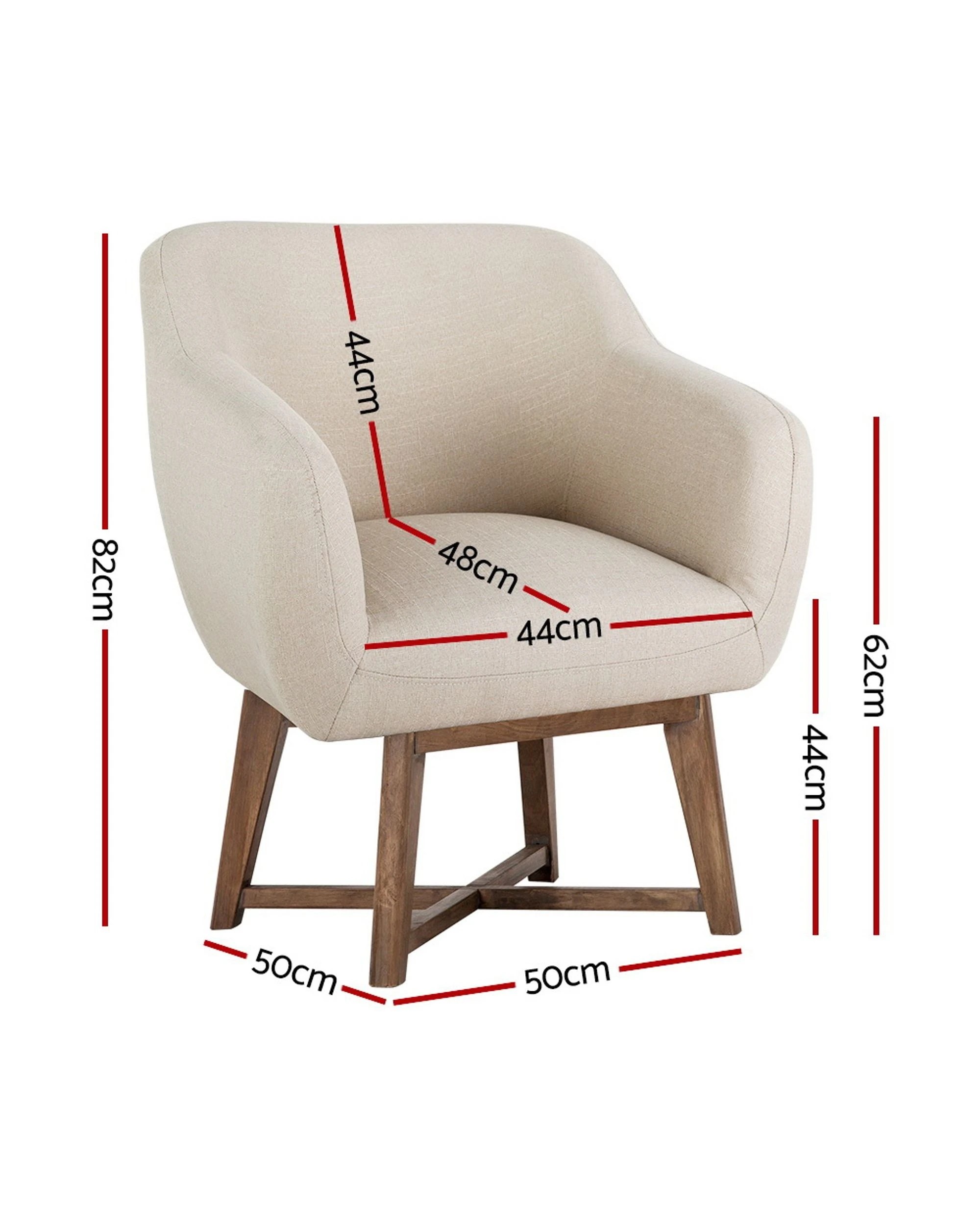 4 Artiss Armchair Tub Chair  Aston - Beige, 4 of 8