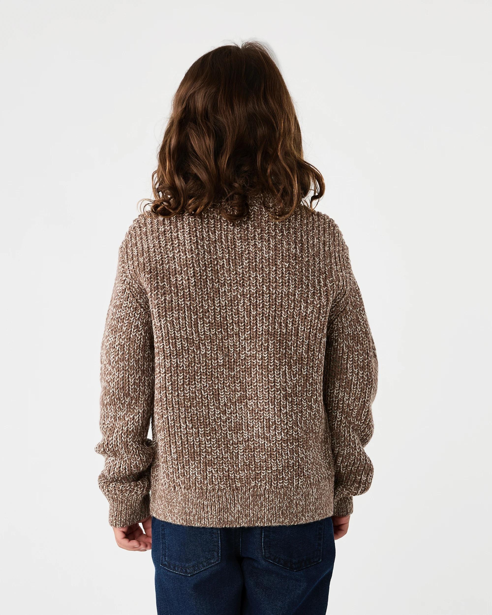 2 Fisherman Quarter Zip Knit Jumper Brn Rib, 2 of 5