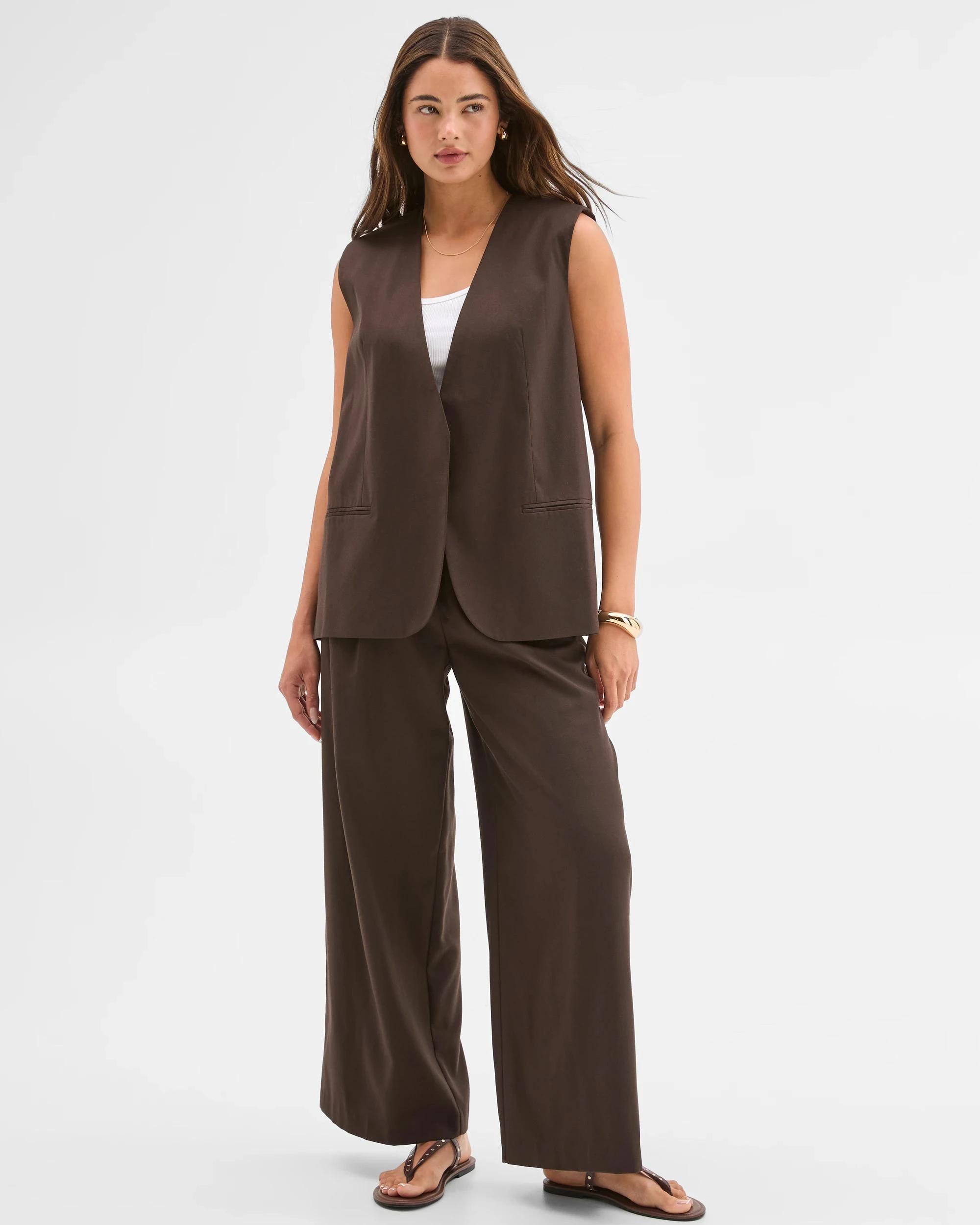 1 Lily Loves Oversized Vest CHOCOLATE BROWN, 1 of 7