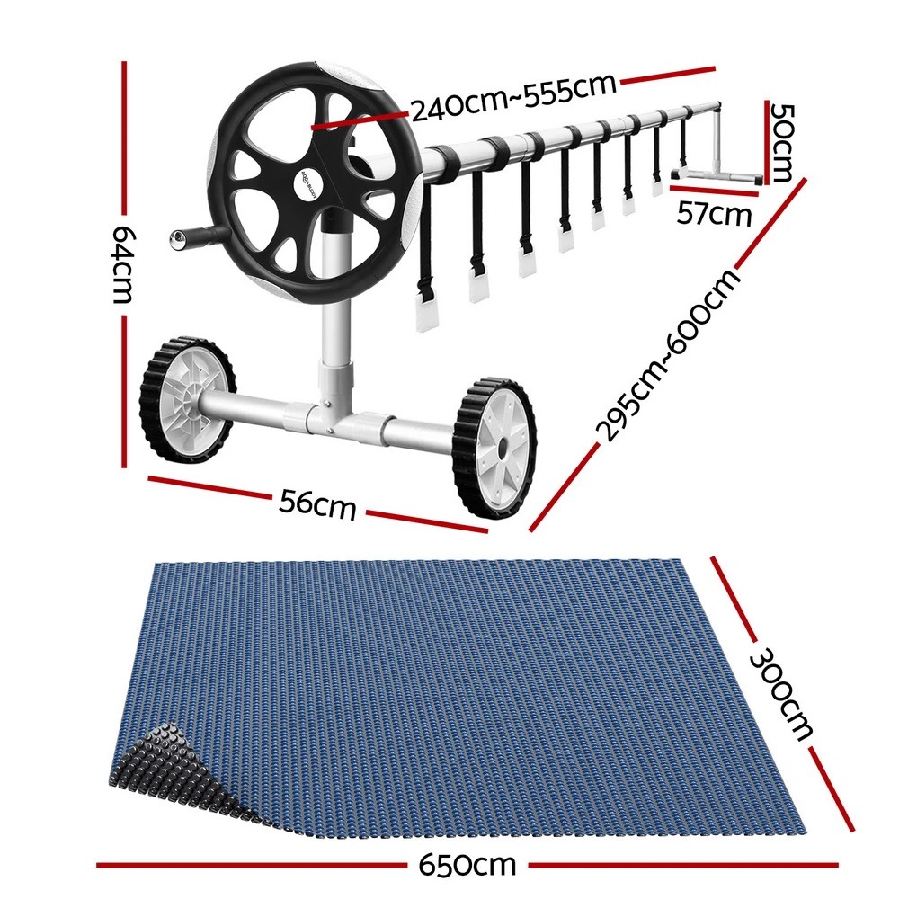 2 Aquabuddy Pool Cover 600 Micron 6.5x3m w/ Roller 5.55m Swimming Pools Solar Blanket - Multi, 2 of 6