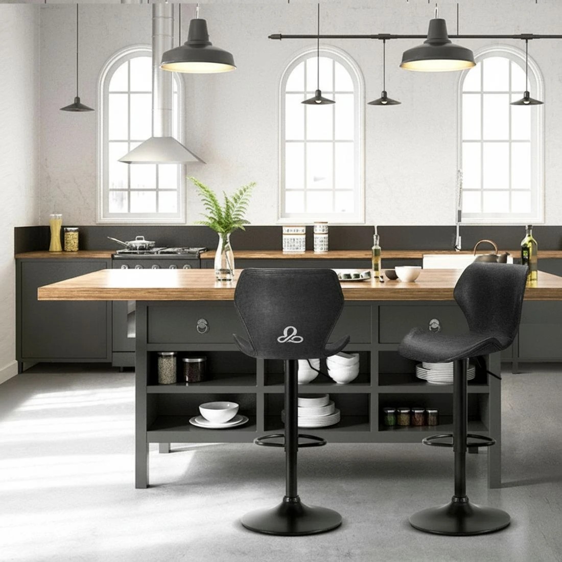 4 Artiss 4x Bar Stools Vintage Leather Gas Lift - Black, 4 of 6