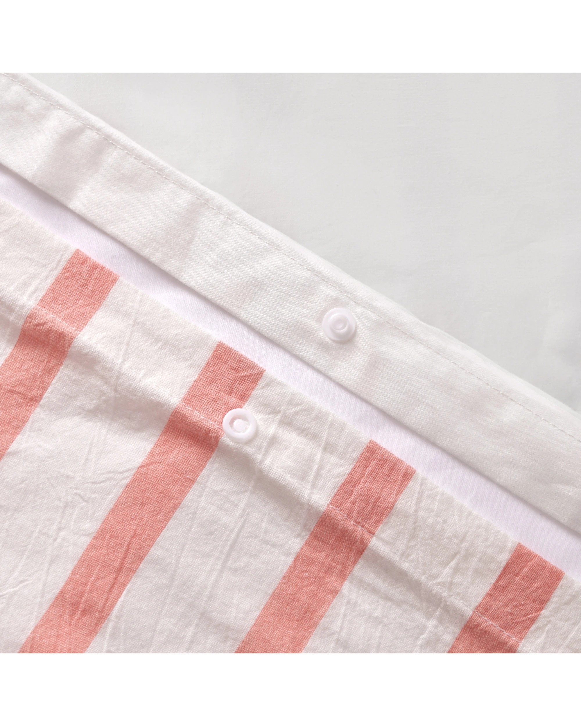 4 Dreamaker Bask Yarn Dyed Washed Cotton Striped Quilt Cover Set - Queen Bed - Coral, 4 of 7