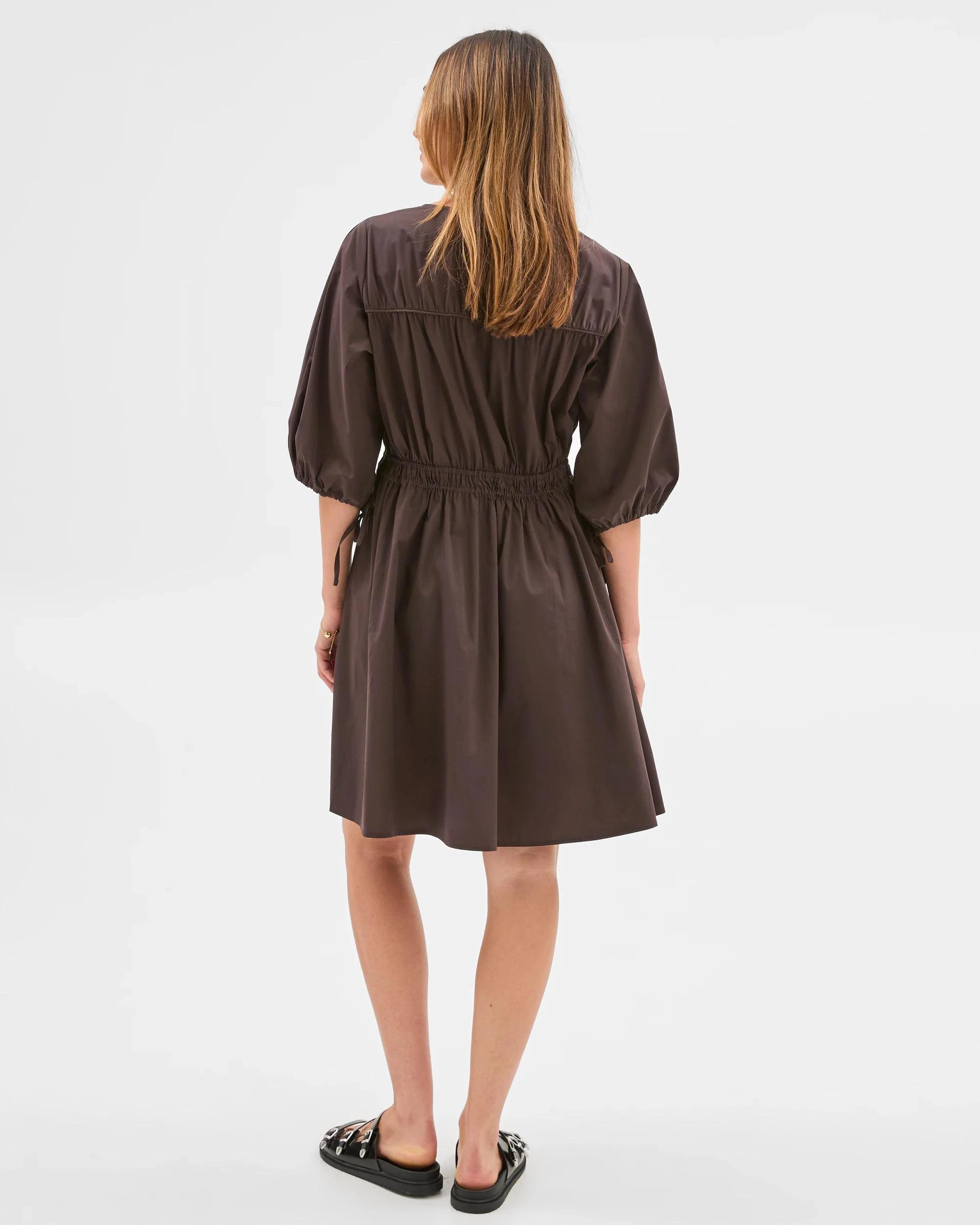 4 Target Woman Australian Cotton Blend Channel Tie Mini Dress BRUNETTE, 4 of 6