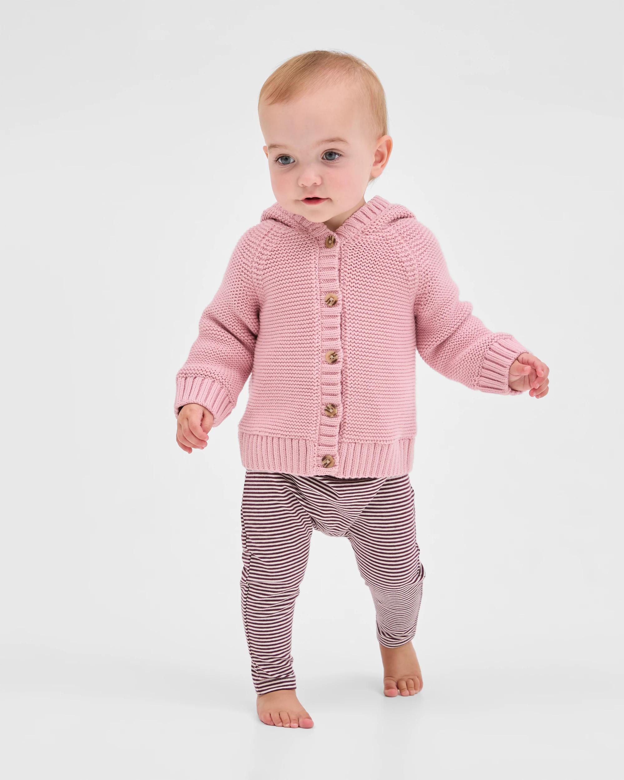 2 Target Baby Baby Organic Cotton Hooded Knit Cardigan BLEACHED MAUVE, 2 of 5