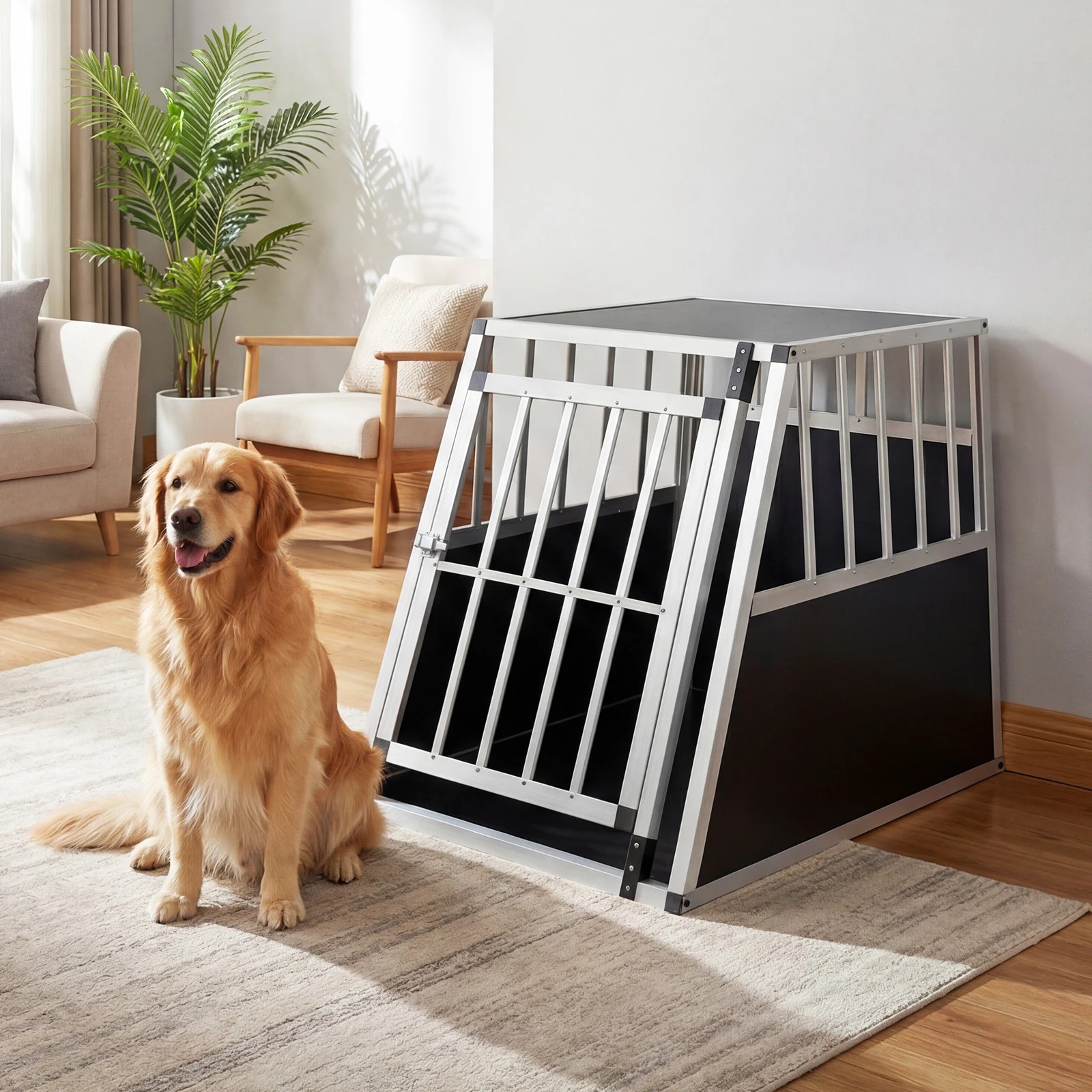 5 Costway Aluminum Travel Dog Crate Pet Transport Box Kennel 91x65x69.5cm, 5 of 6