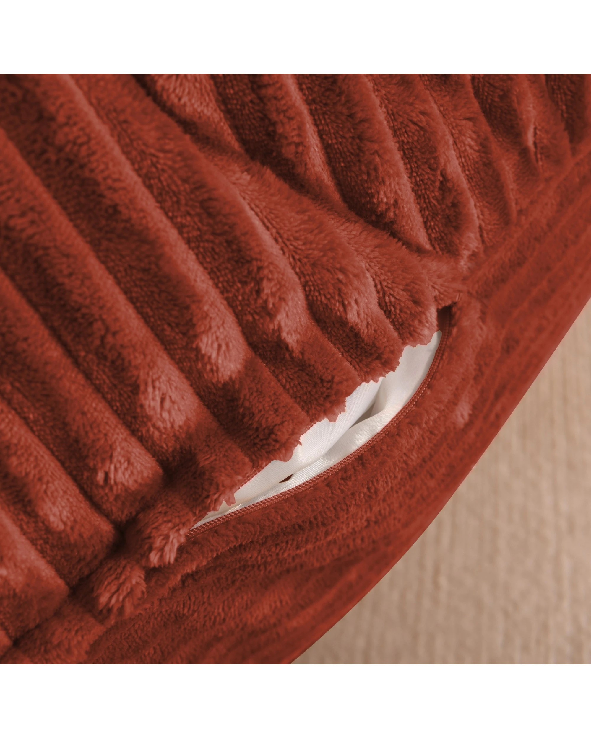 8 Cadence & Co. Wilde Ribbed Luxe Fleece Double Sofa Bean Bag Lounge Cover - Rust Red, 8 of 8