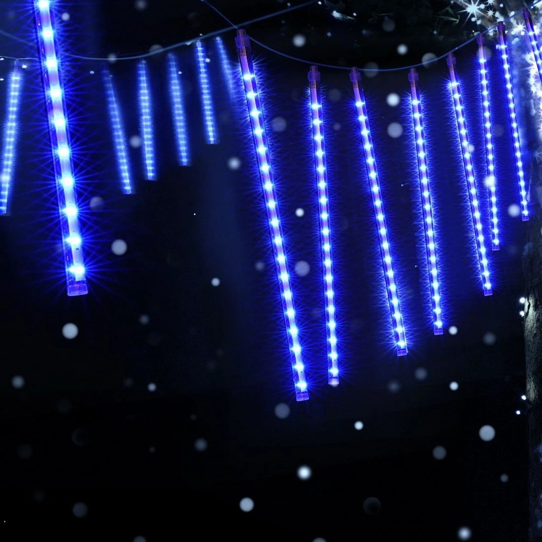 1 Jingle Jollys 7M Christmas Lights Shower Light 288 LED Icicle Falling Metor - Blue, 1 of 7