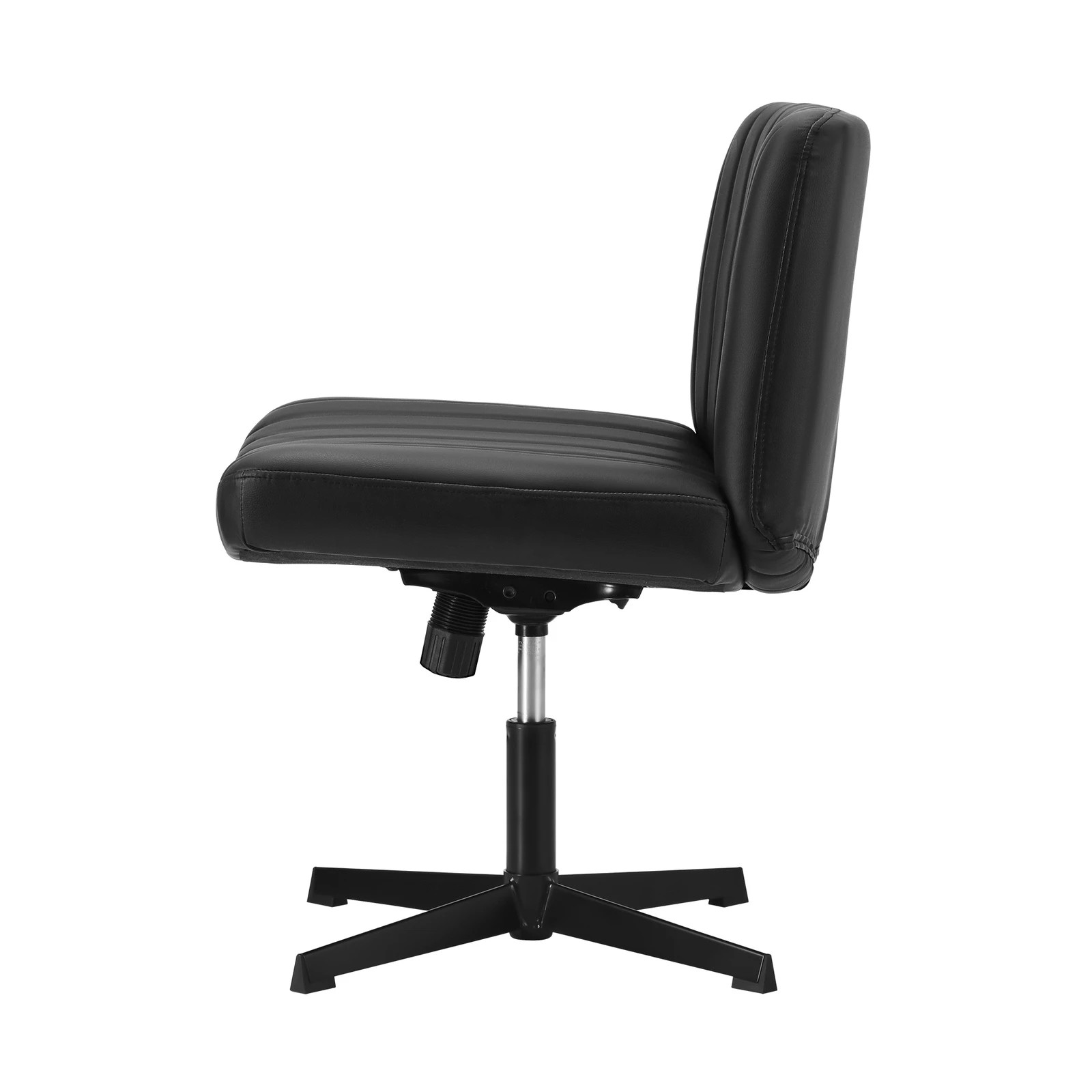 6 Oikiture Mid Back Armless Office Desk Chair Wide Seat Faux Leather
 - Black, 6 of 7