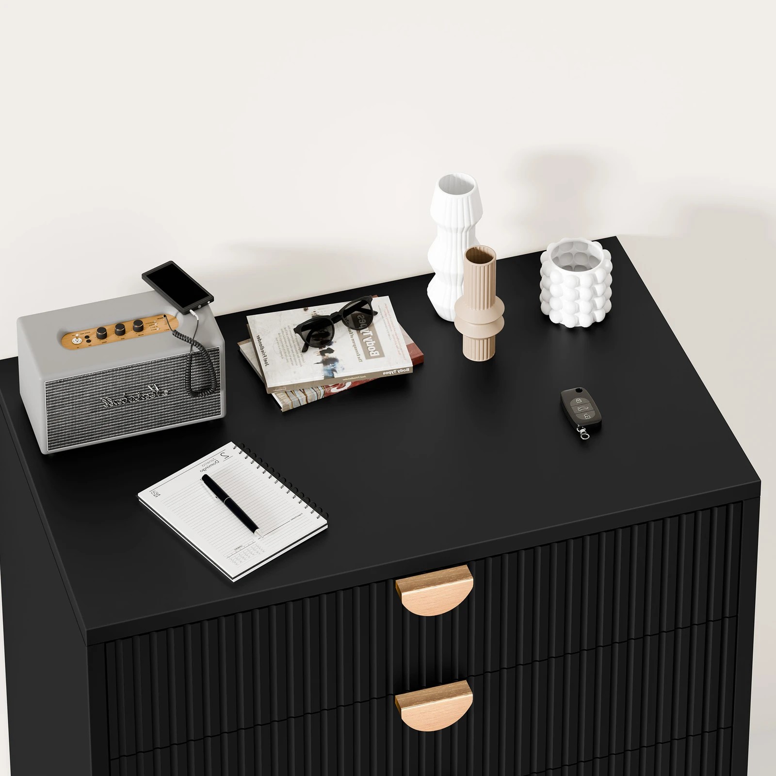 6 Alfordson 4 Chest of Drawers Modern Storage Cabinet Dresser Tallboy - Black, 6 of 10