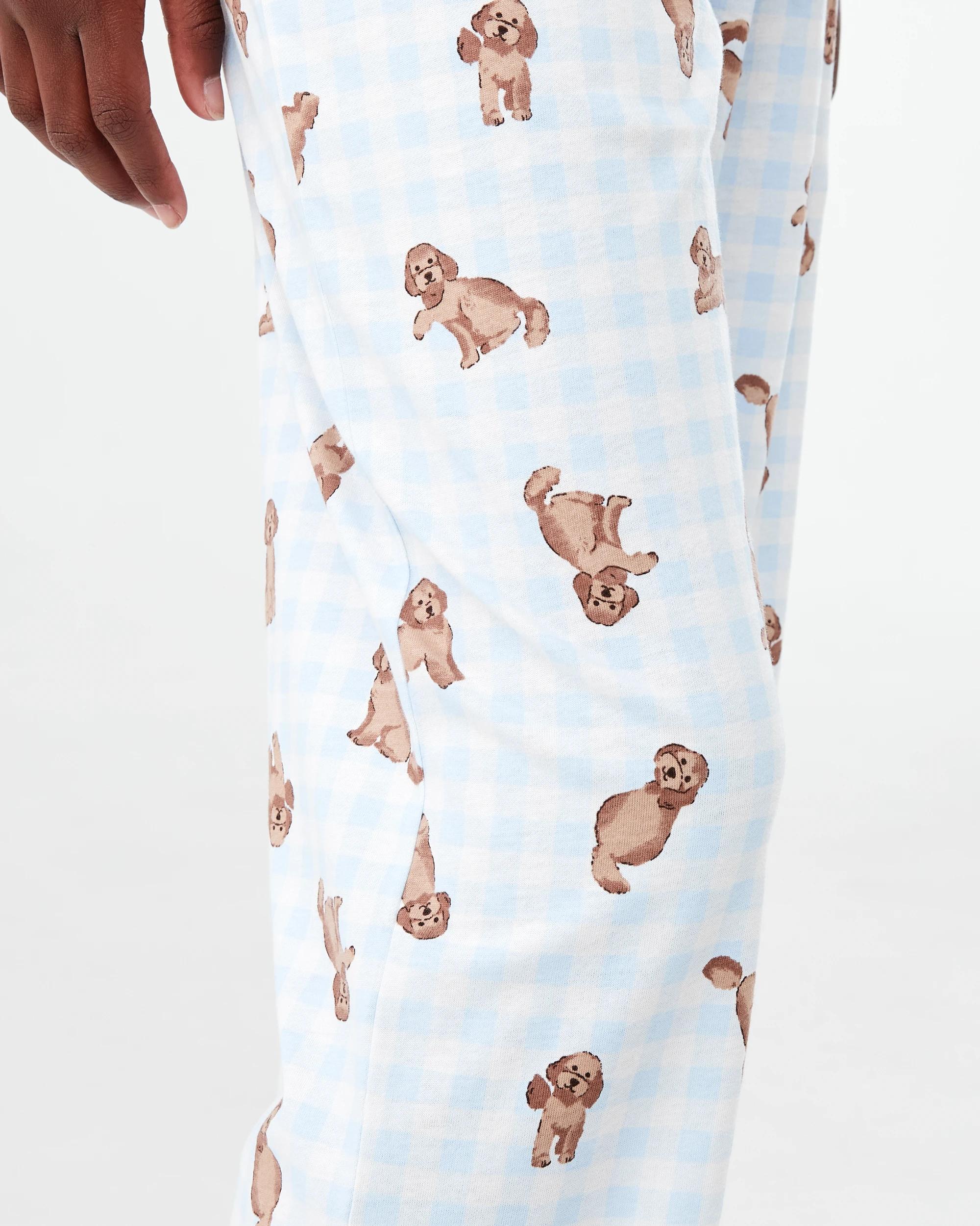 6 Wide Leg Jersey Pyjama Set Wht Pups, 6 of 6