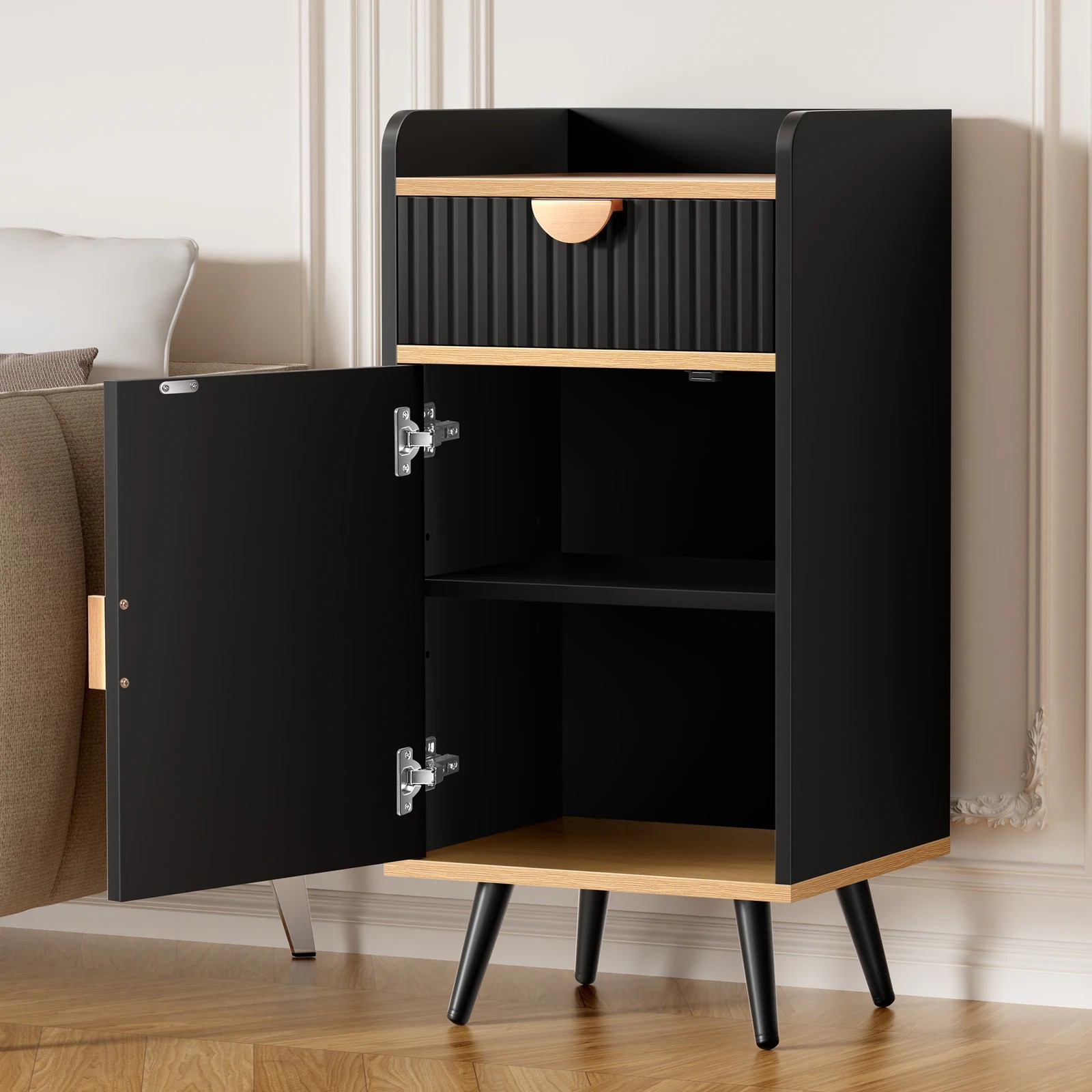 5 Alfordson Storage Cabinet Bathroom Buffet Sideboard Bedside Table - Black, 5 of 10
