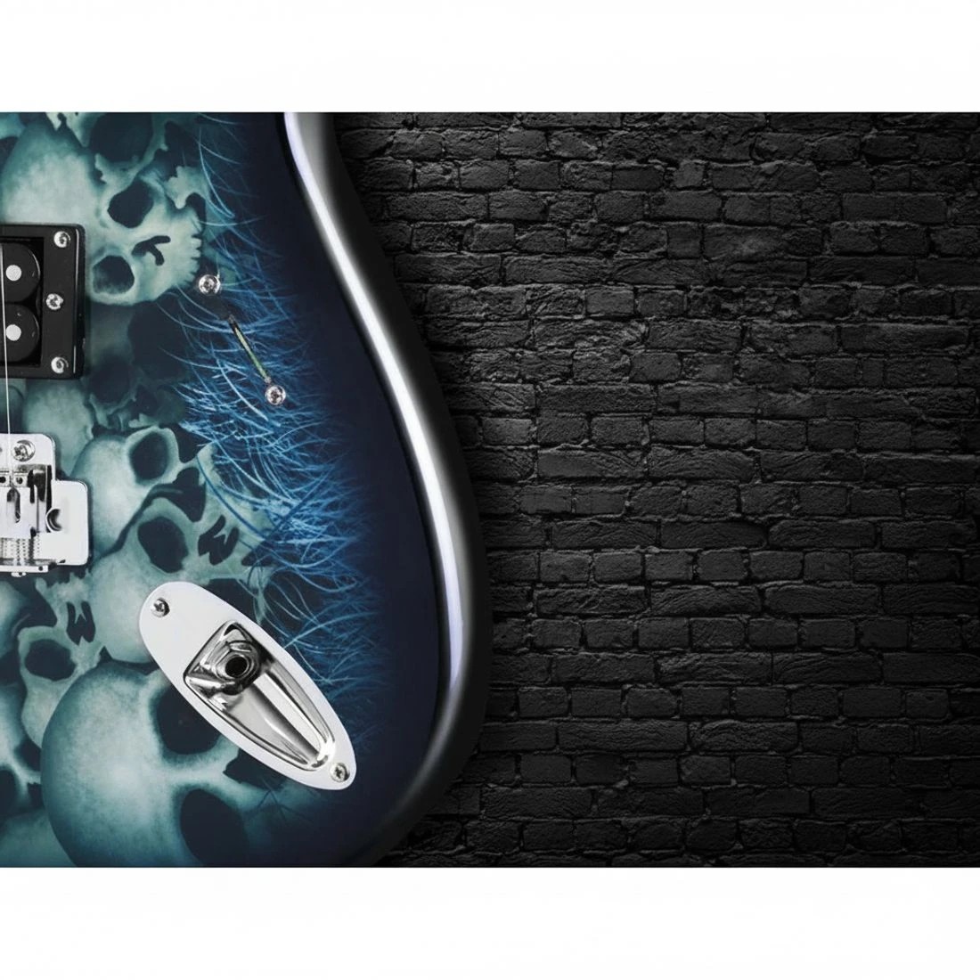 5 Alpha 41 Inch Electirc Guitar Humbucker Pickup Switch Full Size Skull Pattern - Blue, 5 of 6