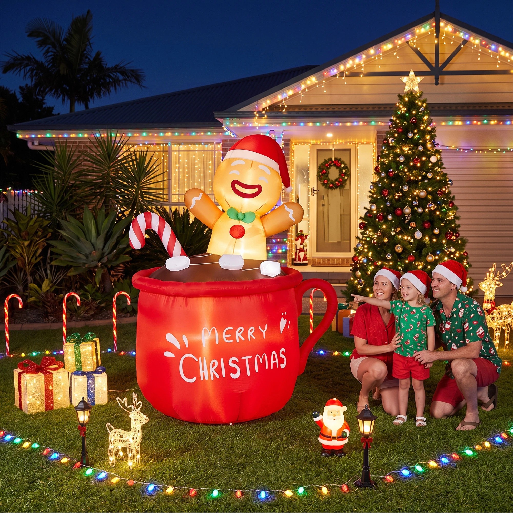 8 Jingle Jollys Christmas Inflatable Cup 1.8M Height LED Outdoor Decorations Illuminated - Red, 8 of 9