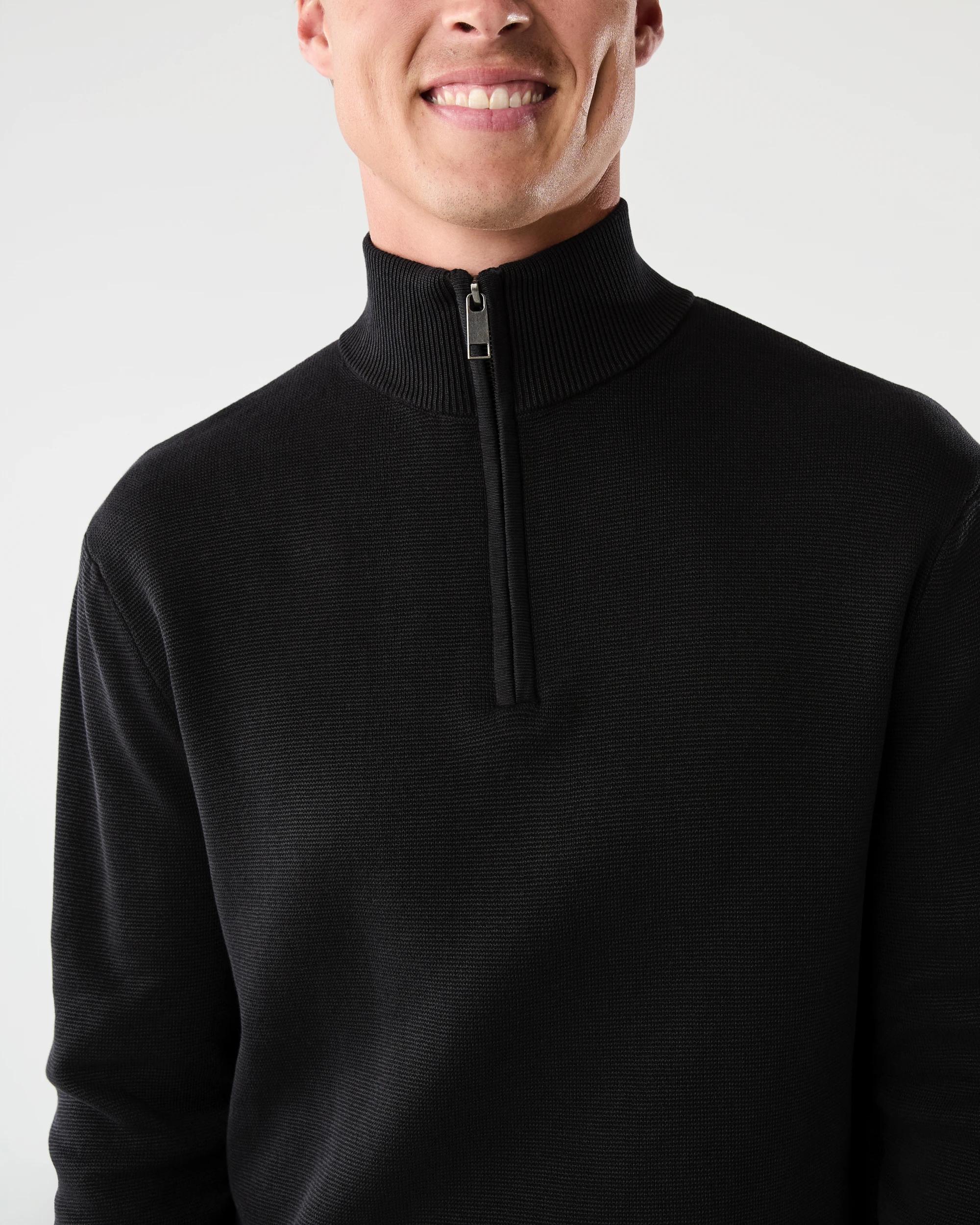 6 1/4 Zip Knit Jumper Black, 6 of 6