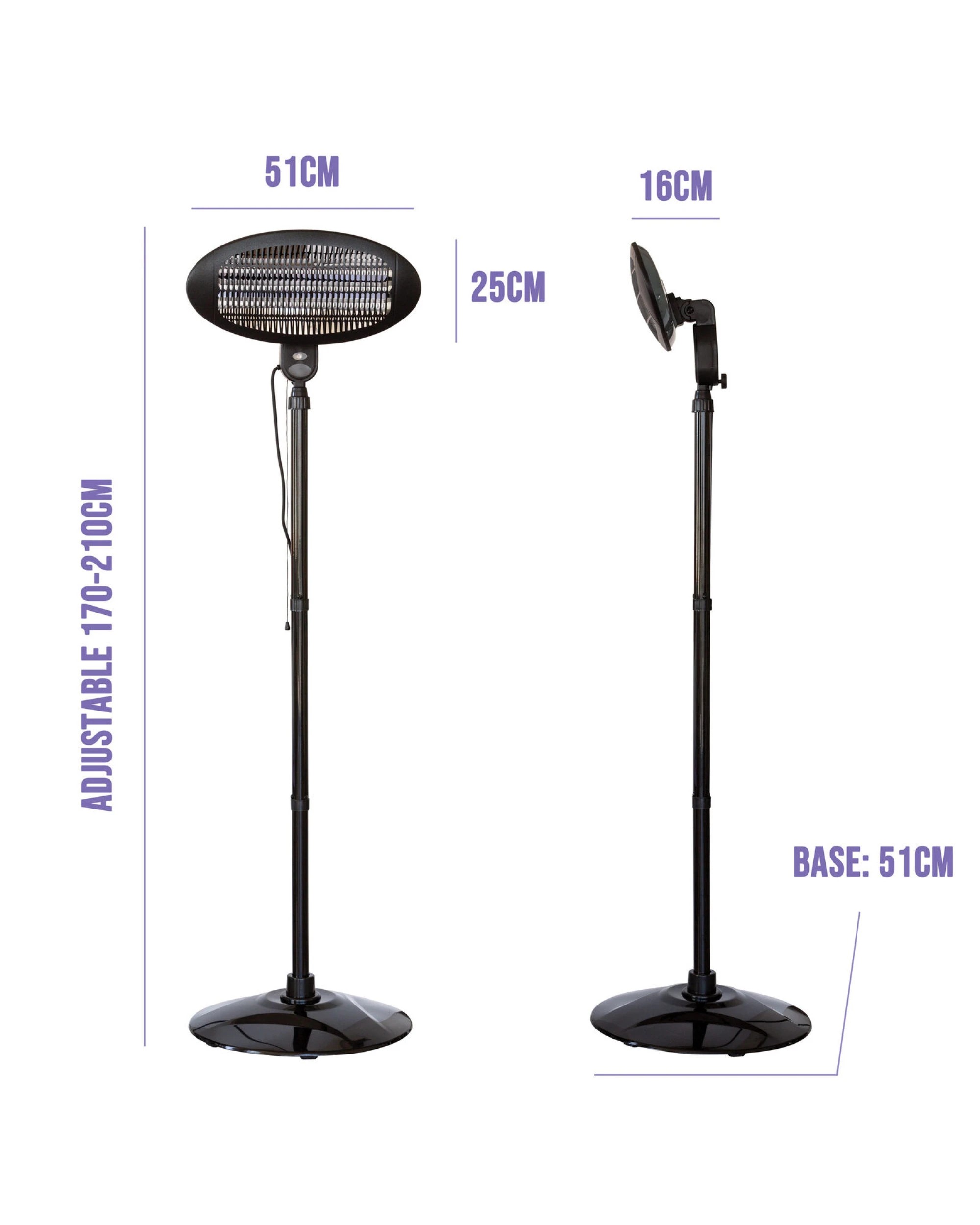 2 Lenoxx 2000w 2.1m  Adjustable Portable Outdoor Electric Patio Heater Black, 2 of 5