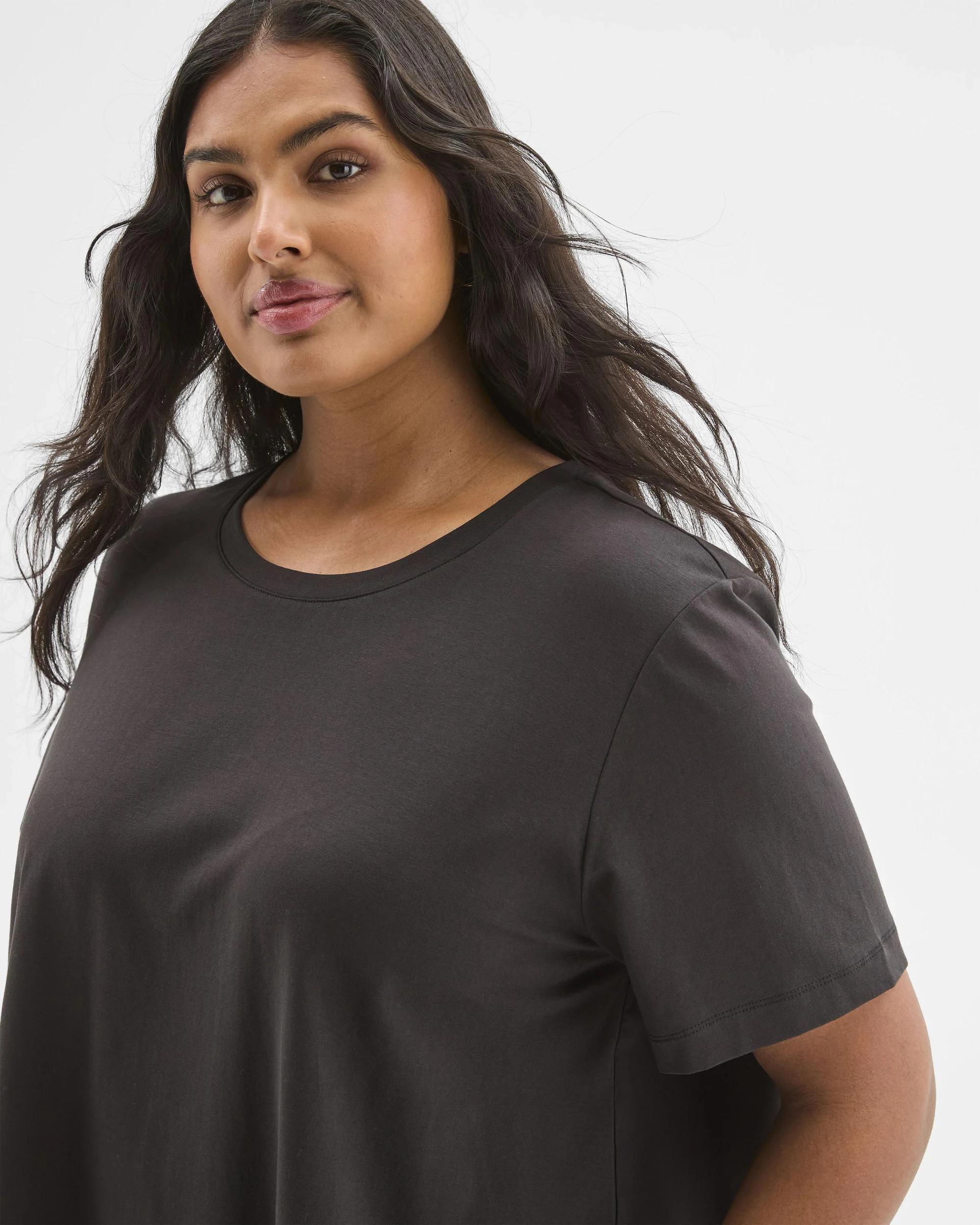 3 Target Curve Plus Size Australian Cotton Blend Knit/Woven Top BLACK, 3 of 5
