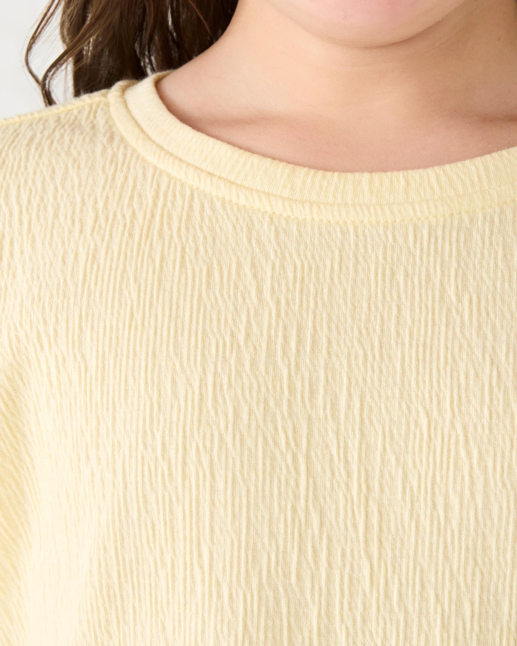 4 Short Sleeve Crinkle Top Fln Yellow, 4 of 7