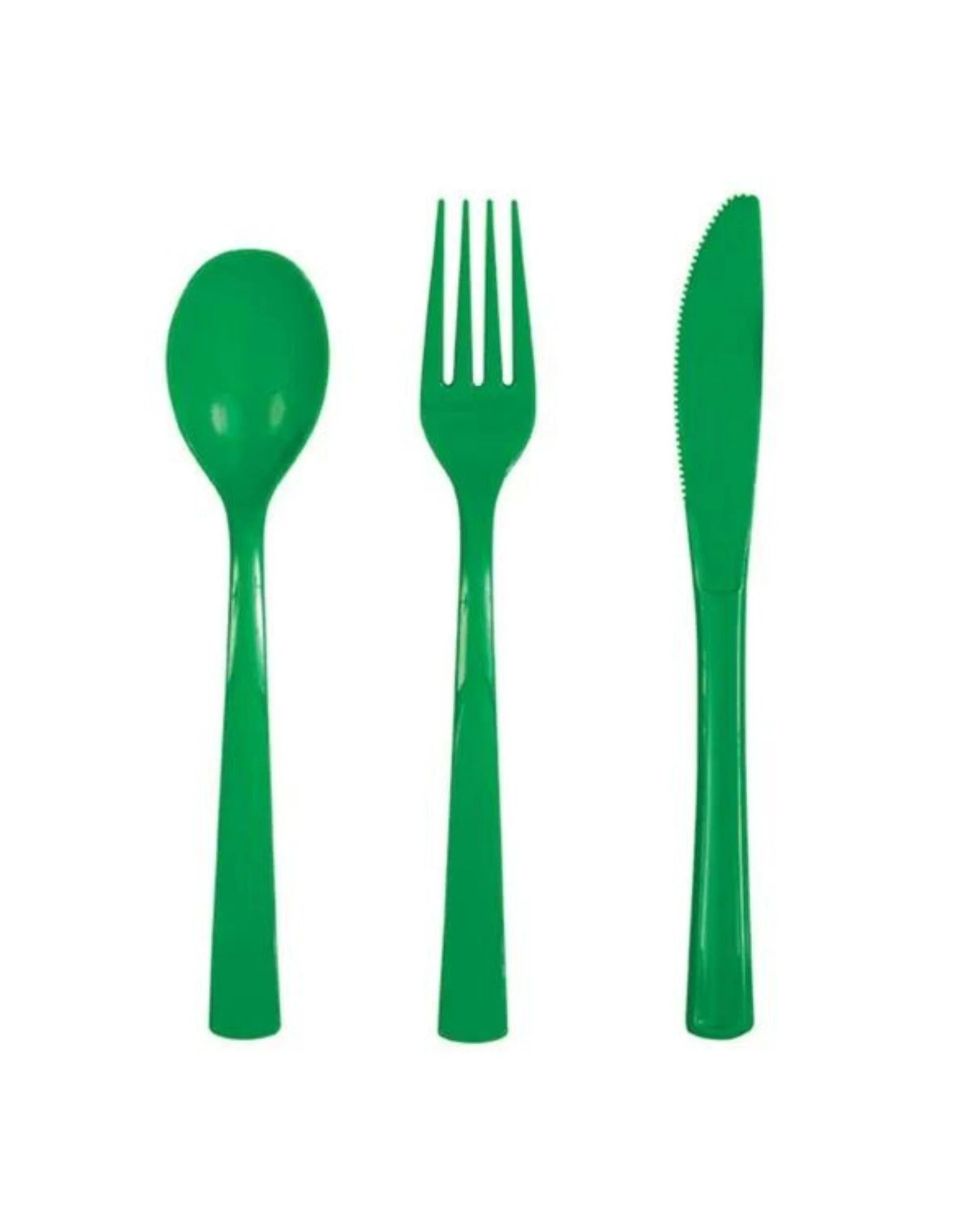 1 Unique Emerald Green Reusable Plastic Cutlery Pack of 18 - Green, 1 of 2