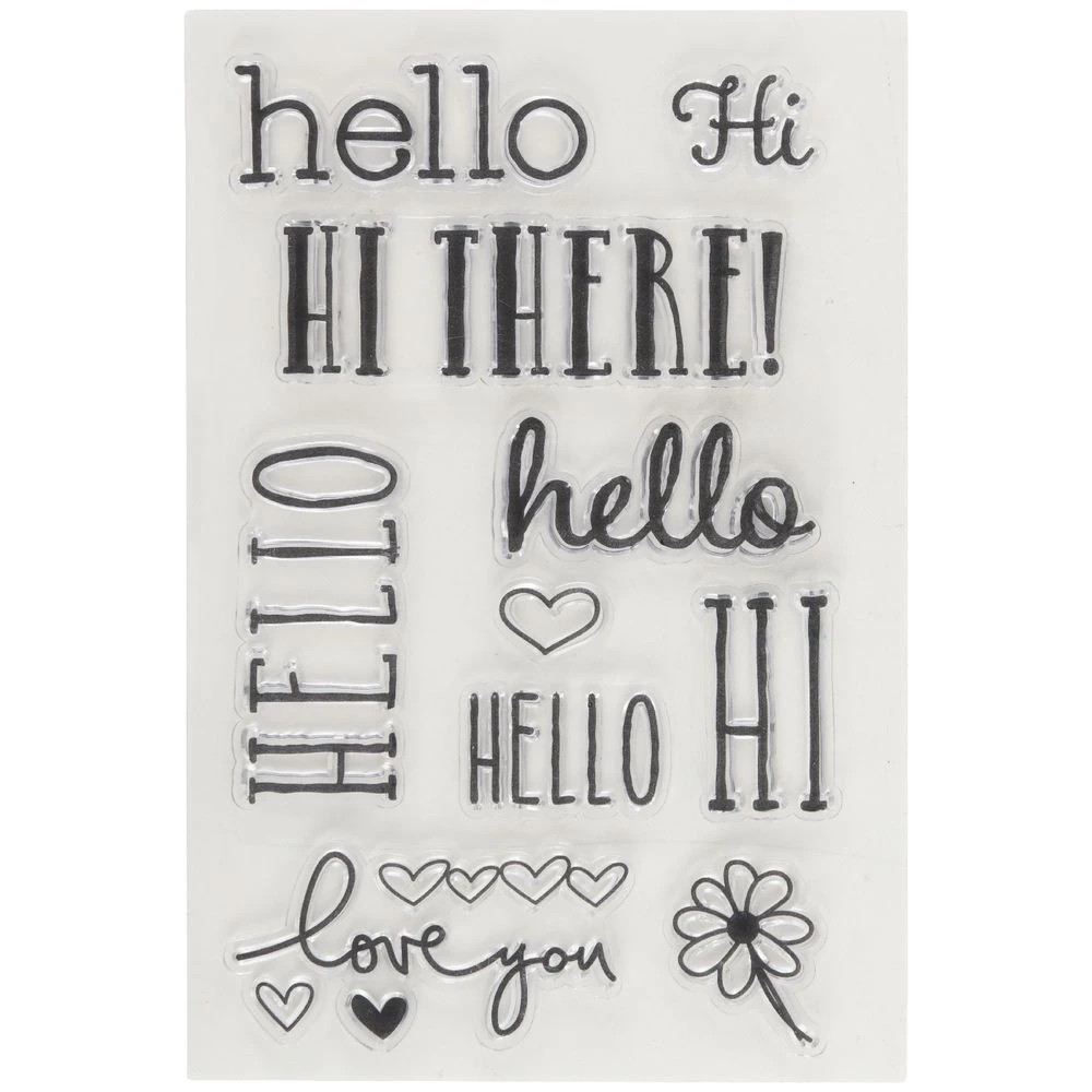 2 Born Clear Acrylic Sheet Stamps Hello 105 x 155 mm, 2 of 2